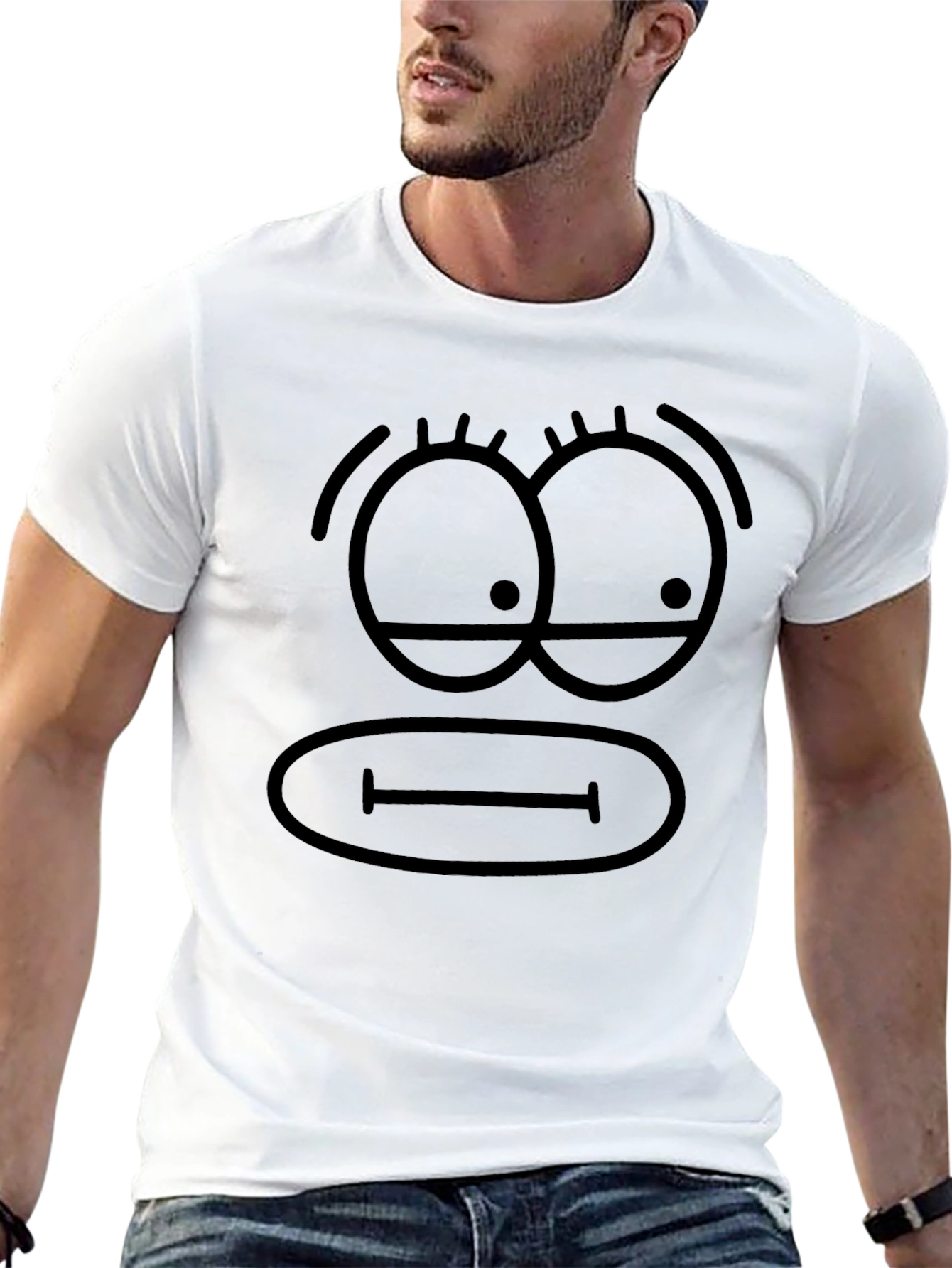 Funny Cartoon Face Black T-Shirt