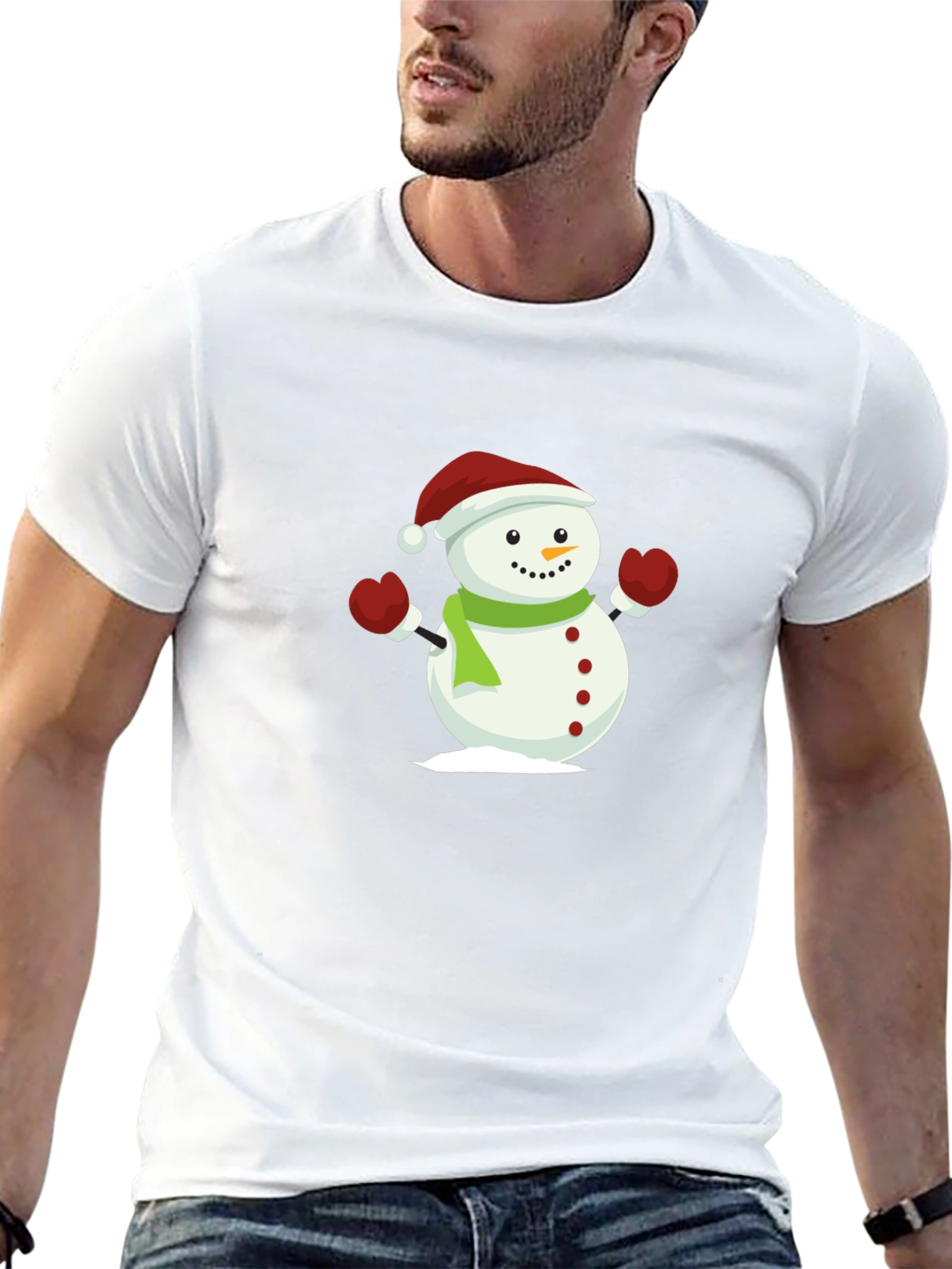 Festive Snowman Graphic Tee - Holiday Cheer