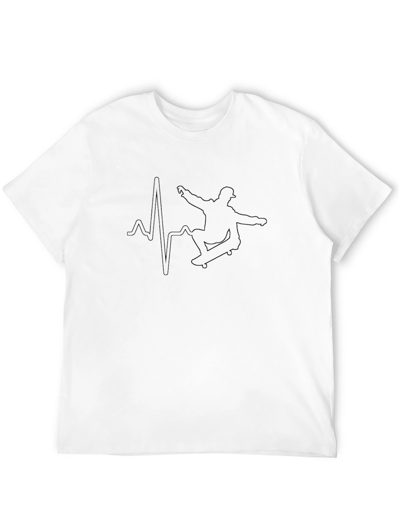 Skateboarding Heartbeat Graphic Tee - Black