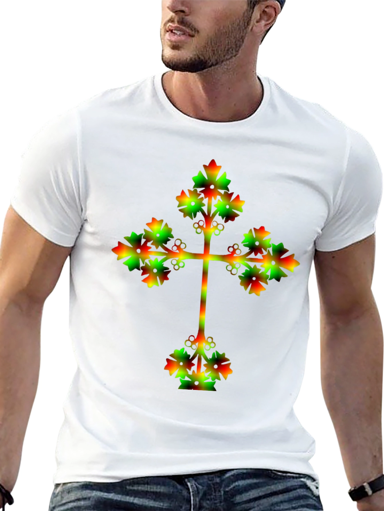 Rasta Cross Graphic Black T-Shirt