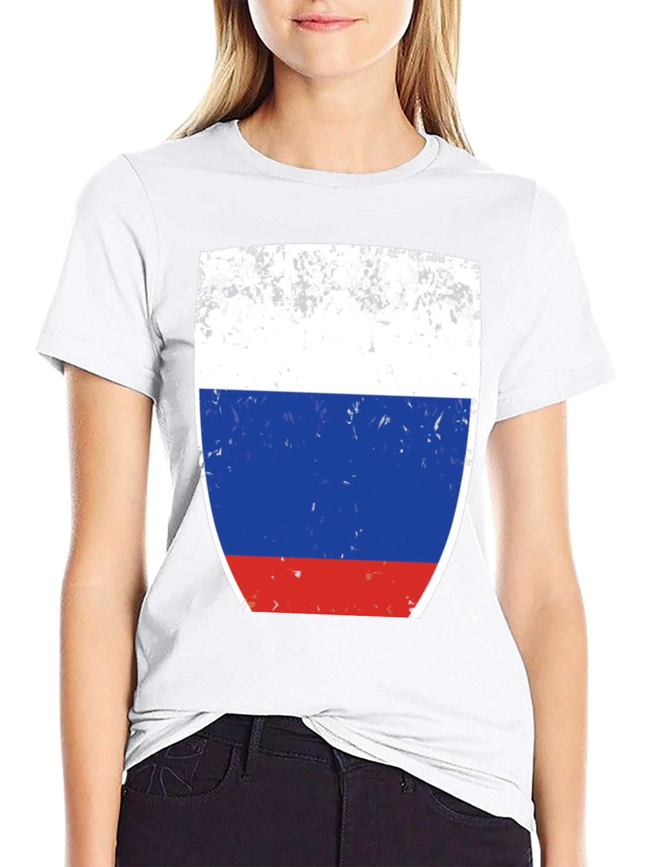 Russia Flag Graphic Tee - Distressed Style
