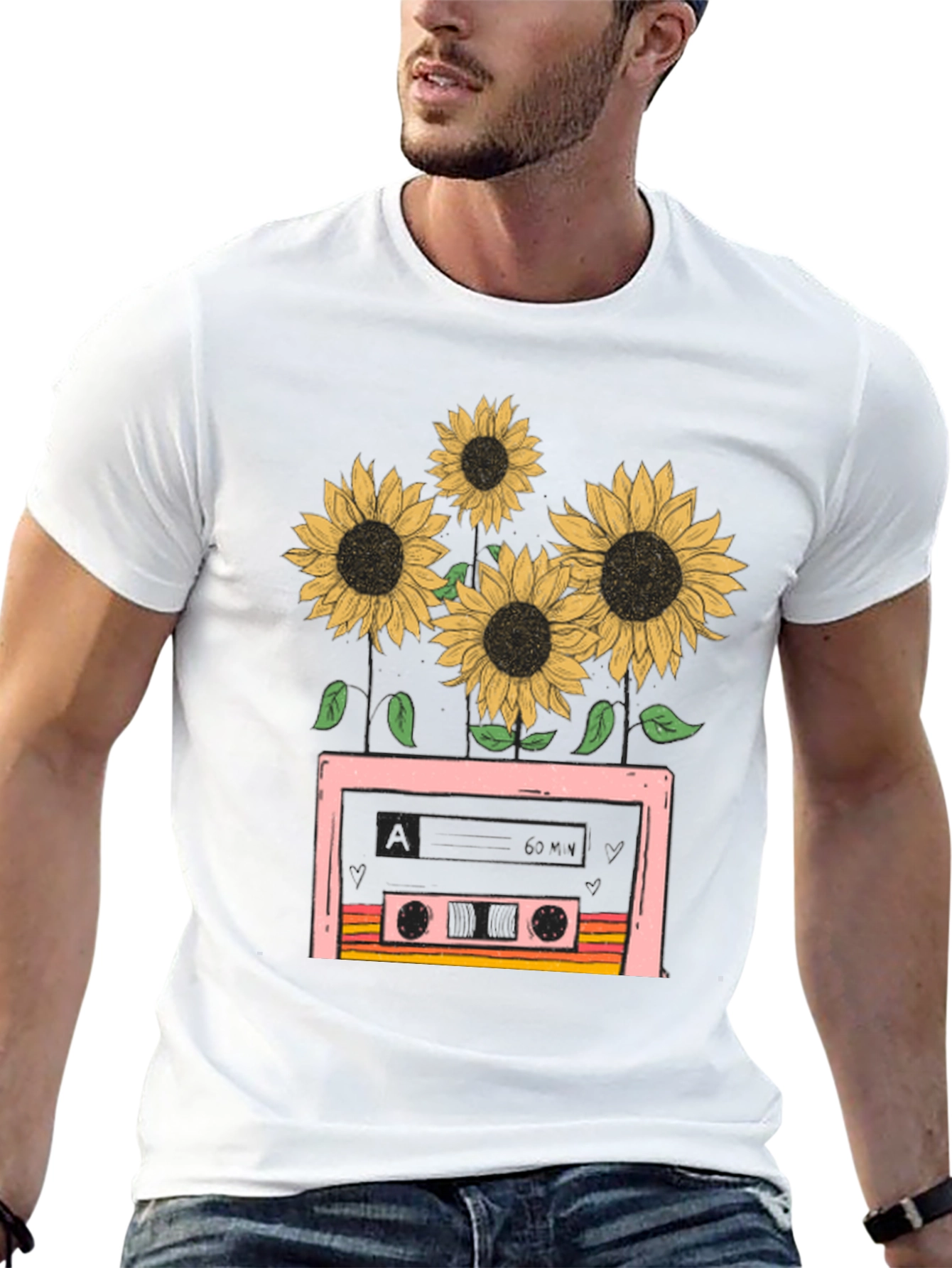 Retro Sunflower Cassette Tape T-Shirt