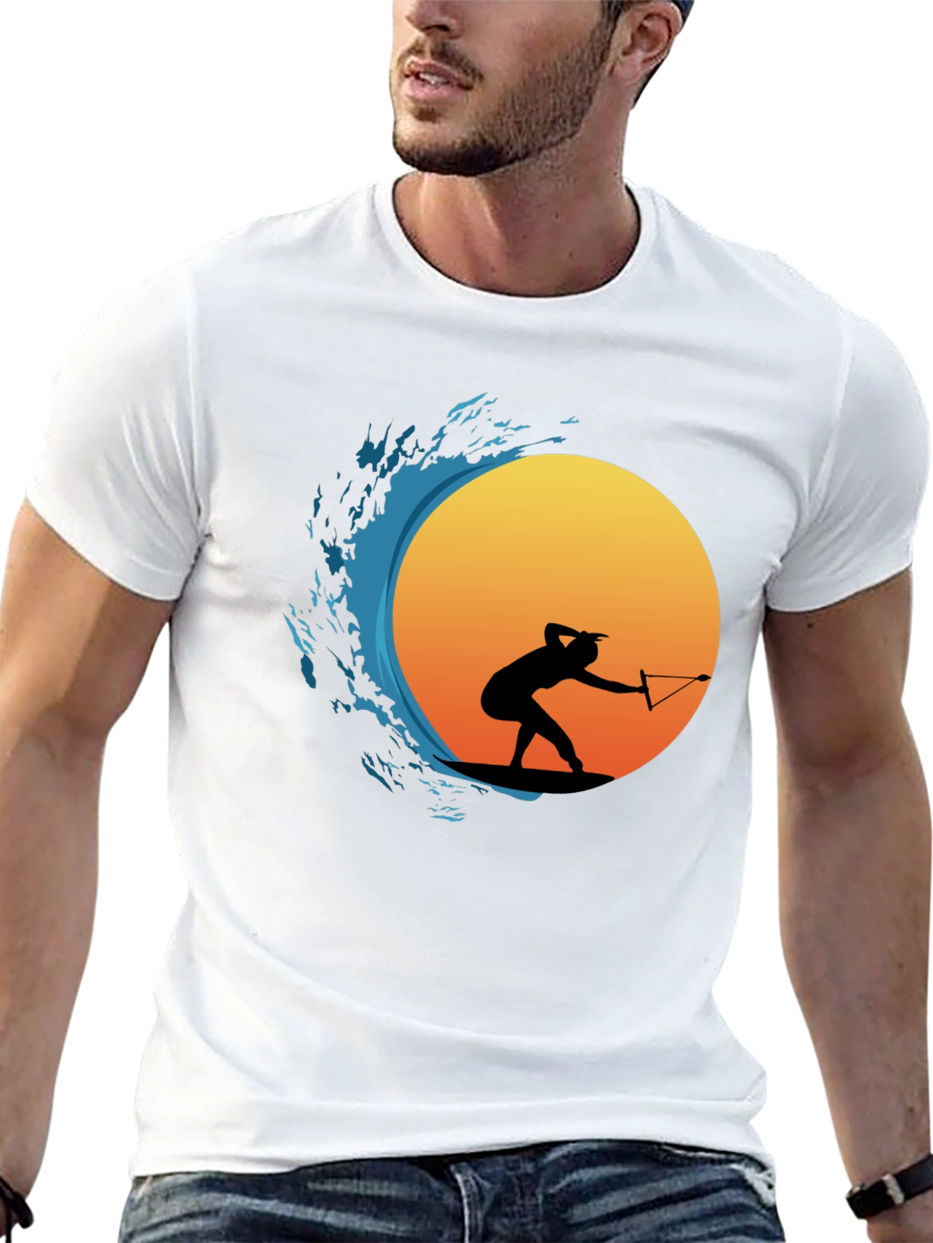 Wake Surfing Silhouette Graphic T-Shirt