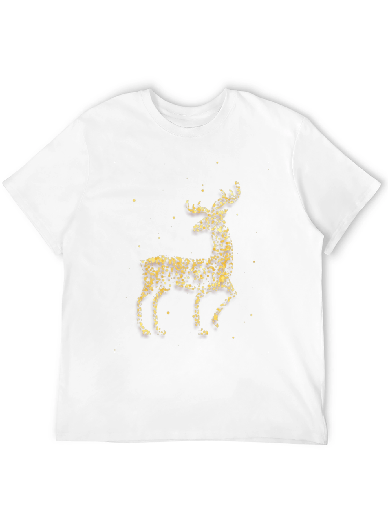 Festive Gold Deer Graphic Tee - Black