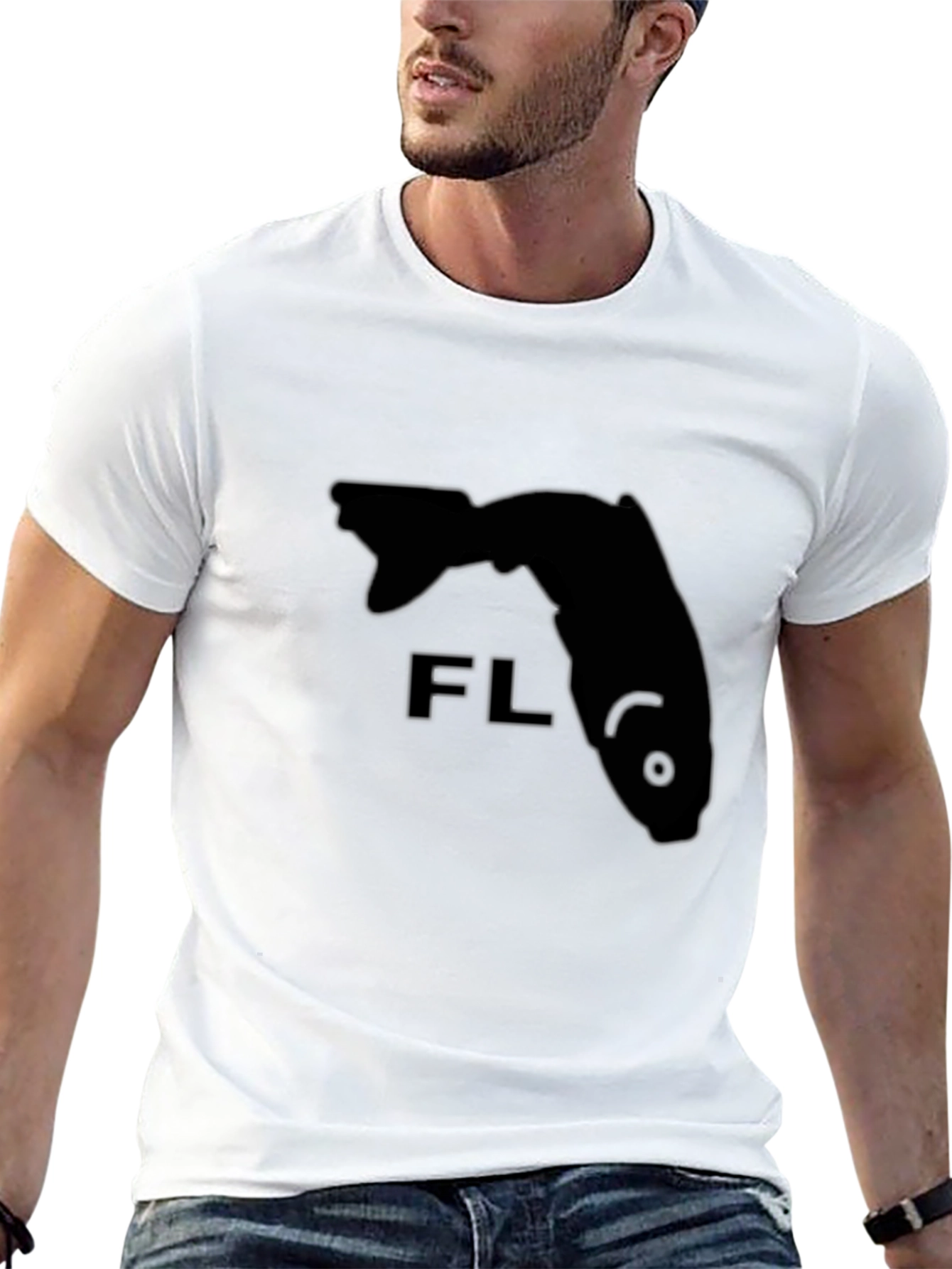 Florida Fish State Tee - Black Crew Neck