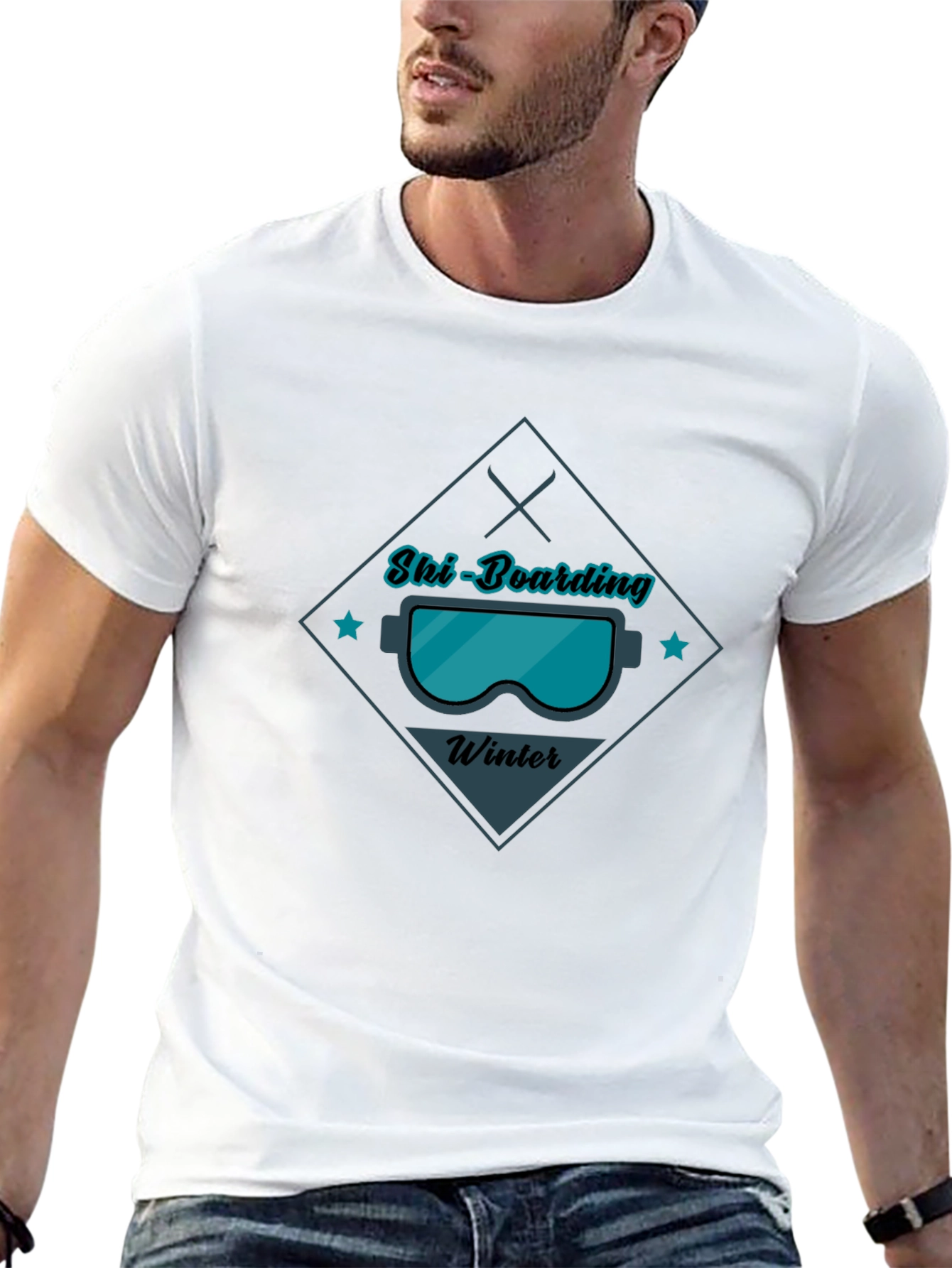 Ski-Boarding Winter Graphic Tee - Black