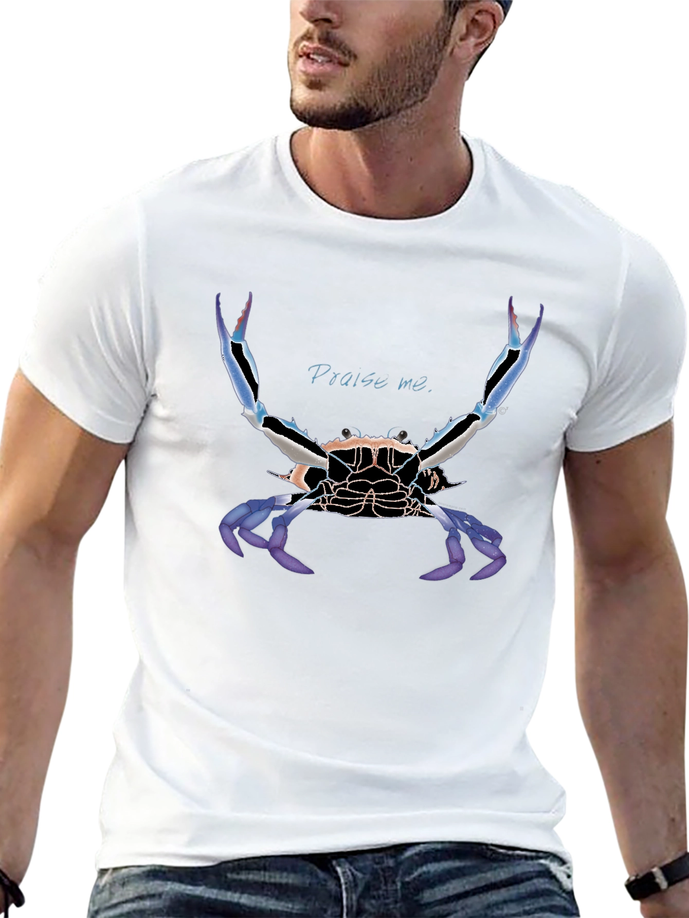 Praise Me Crab Graphic Tee - Black Cotton T-Shirt