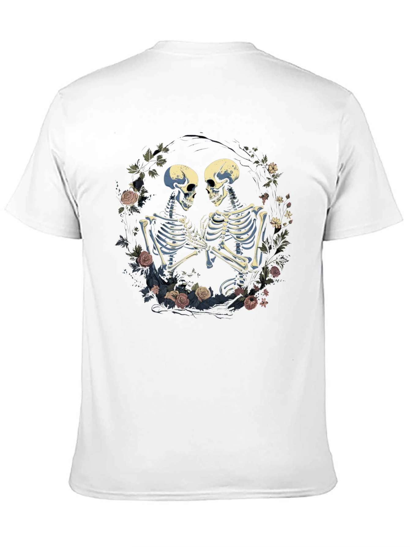 Skeleton Couple T-Shirt - Floral Design