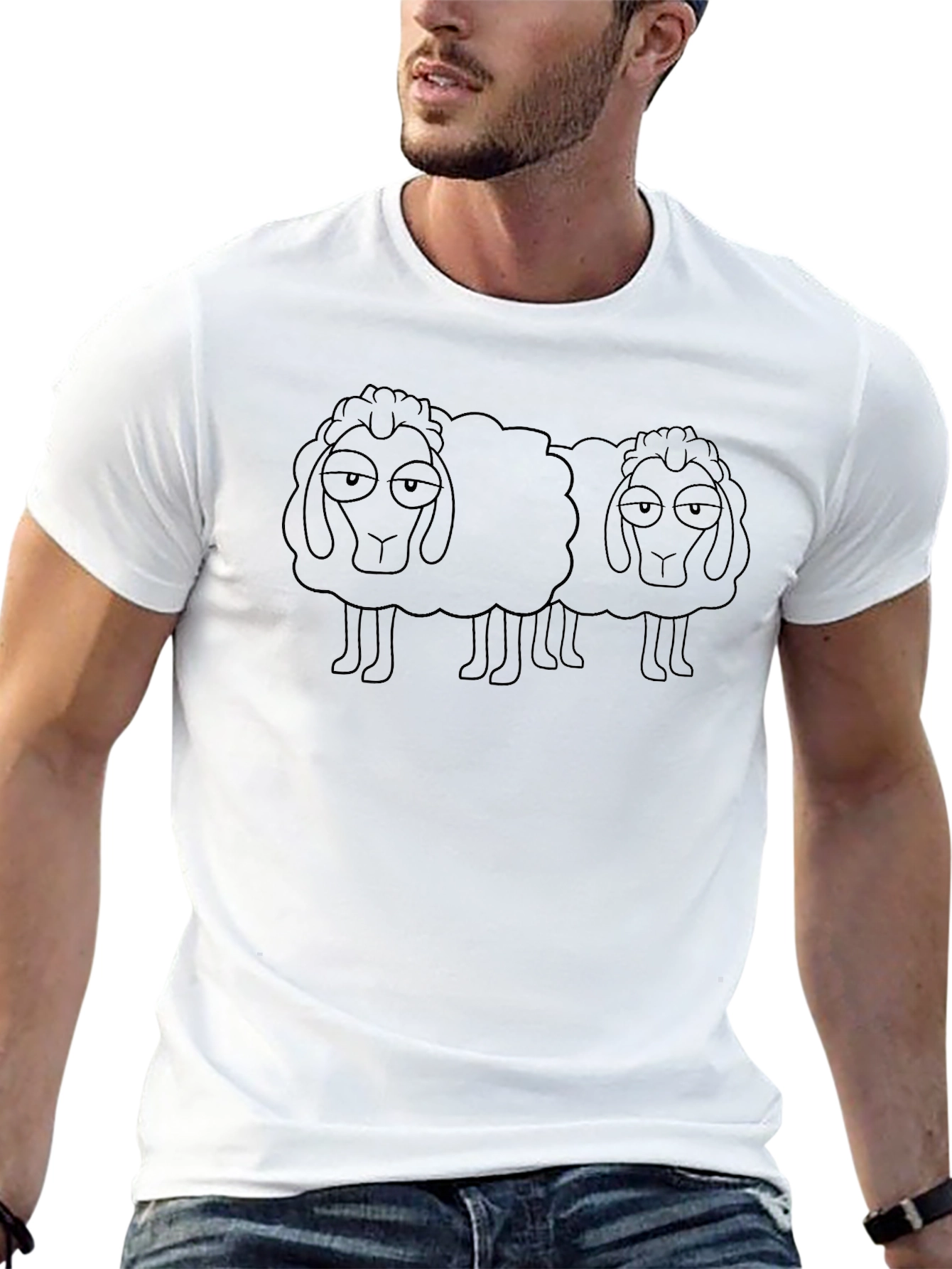Two Sheep Graphic Tee - Black Cotton Blend