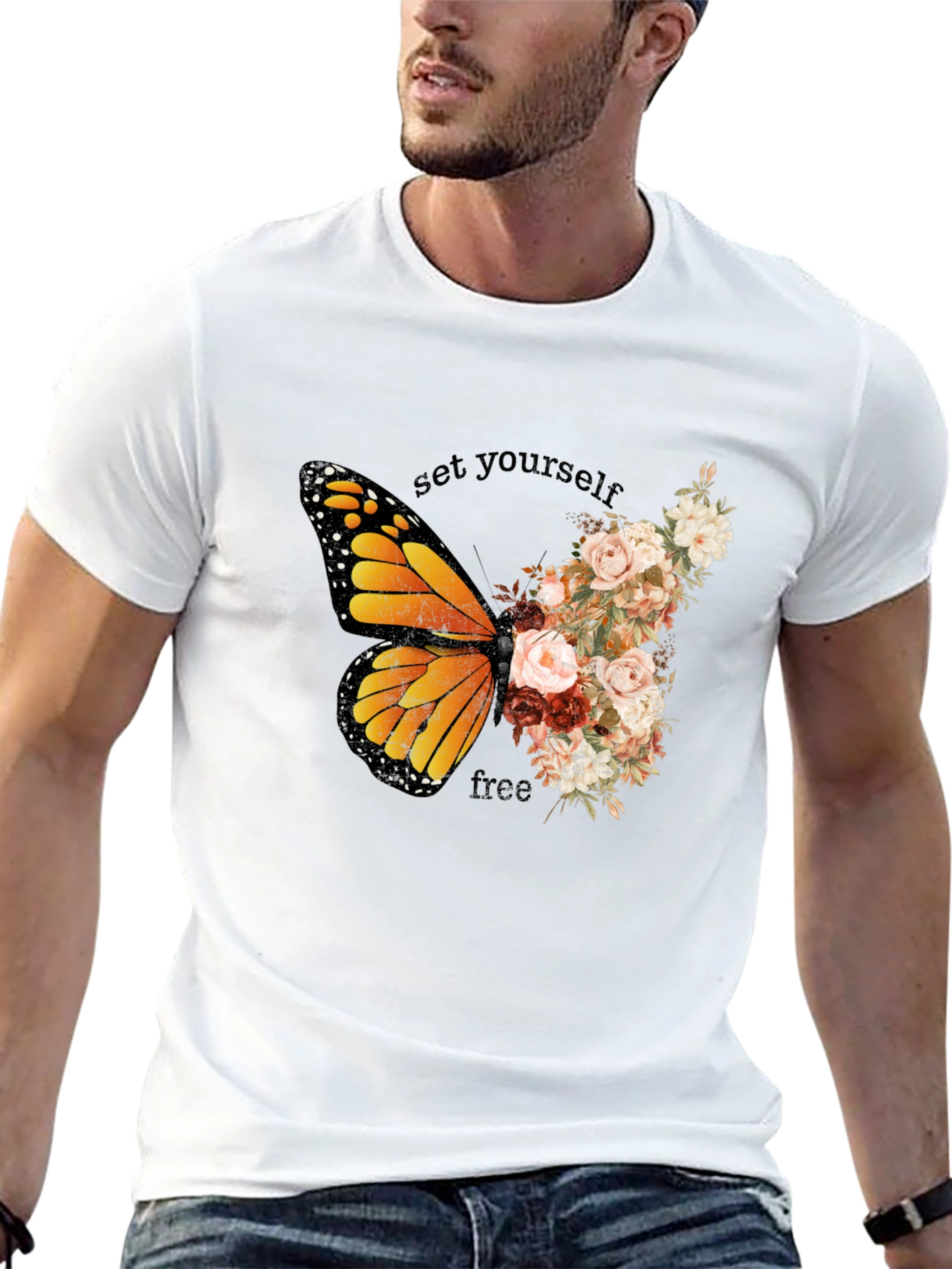 Butterfly Floral Graphic T-Shirt