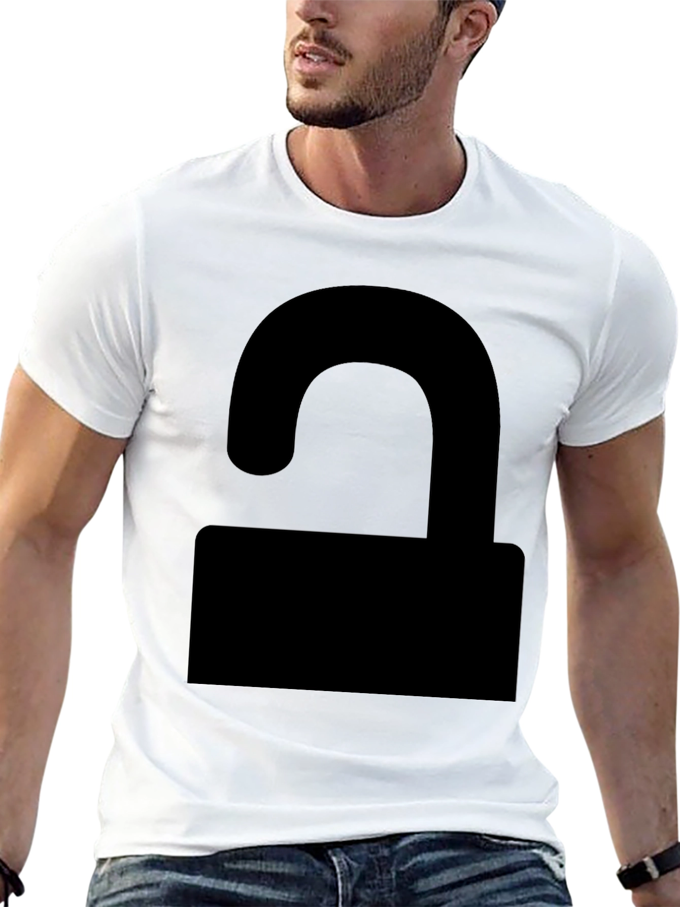 Black Unlock Symbol Graphic Tee