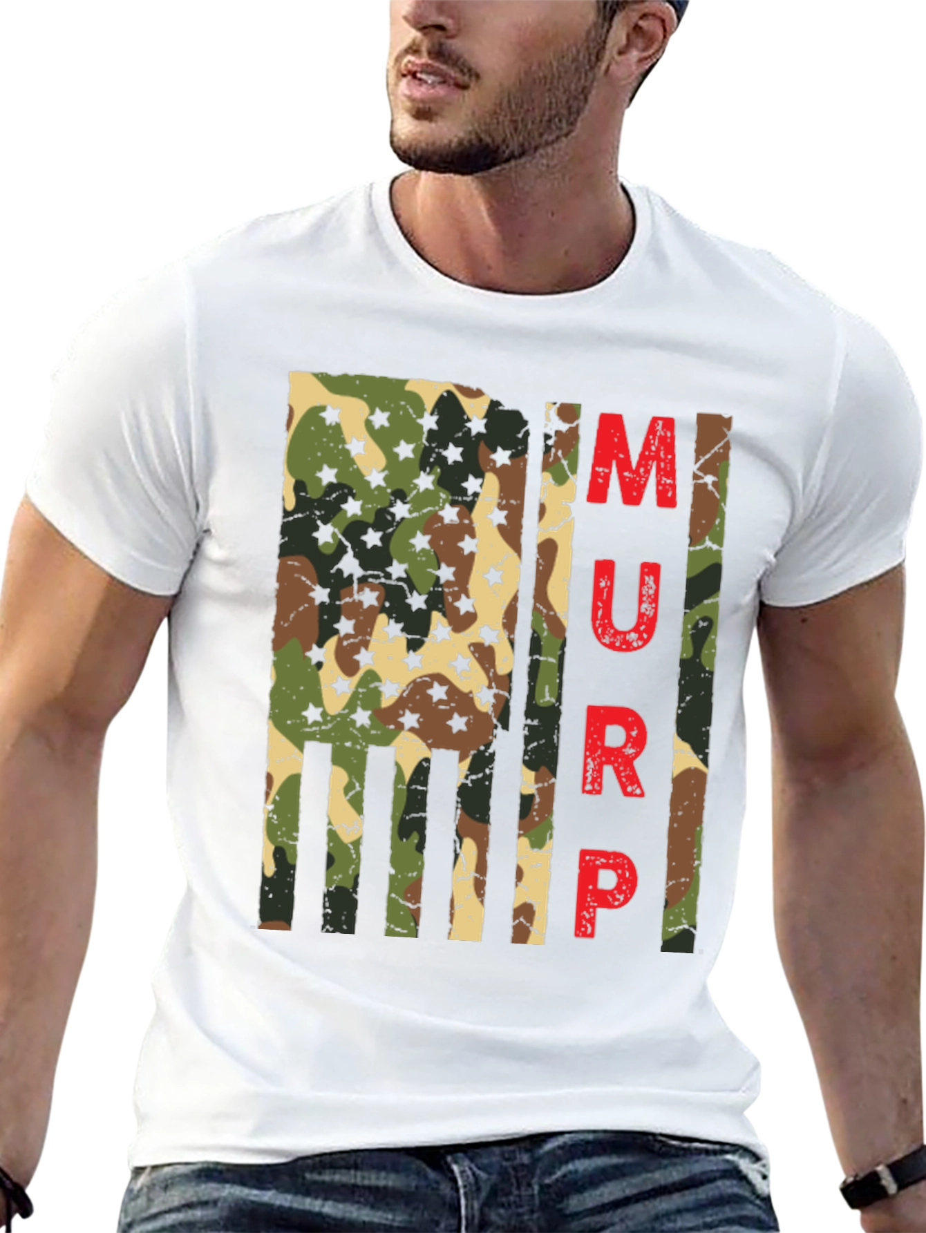 MURP Camo Flag Graphic Tee - Patriotic Style