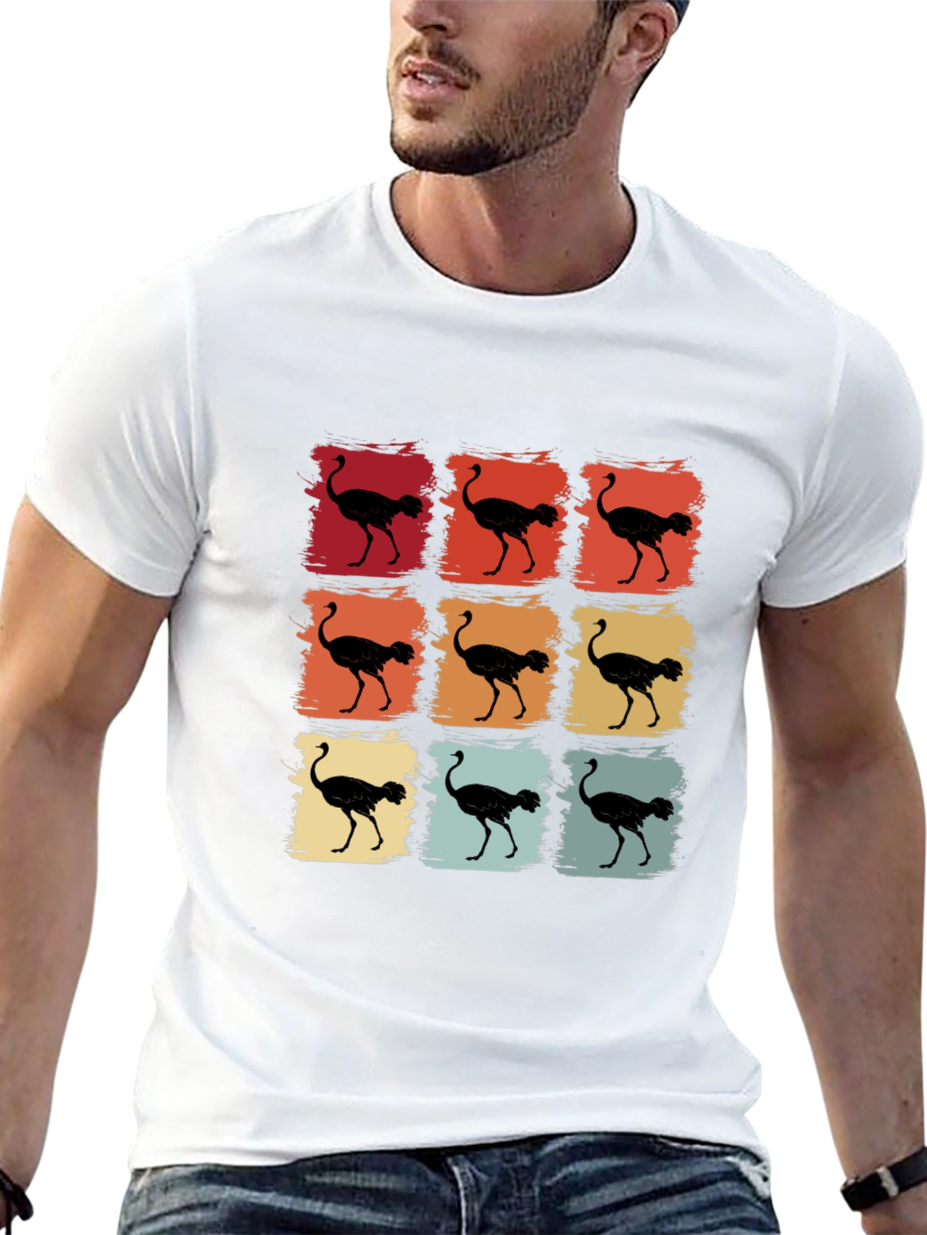 Retro Ostrich T-Shirt - Unique Graphic Tee