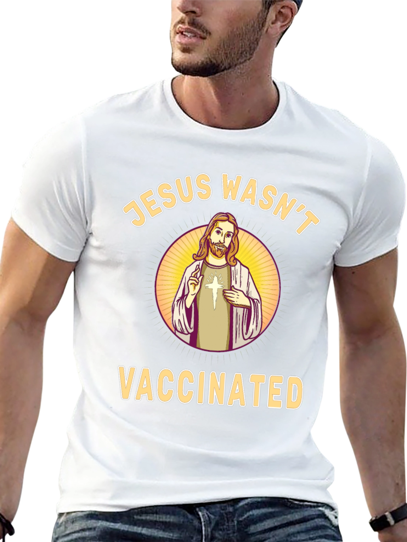 Jesus Wasnt Vaccinated Black T-Shirt