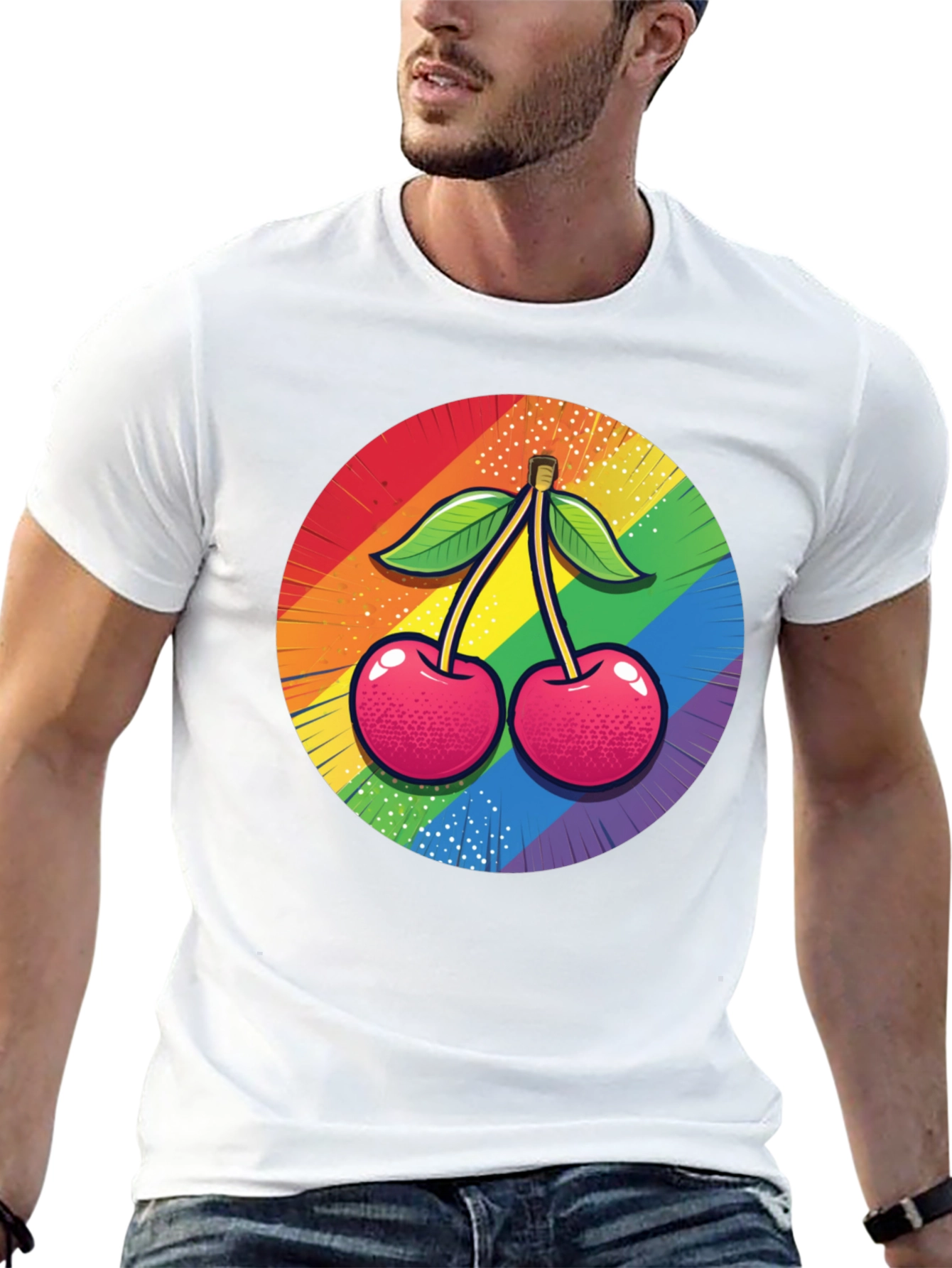 Rainbow Cherry Graphic Tee - Bold Pride Statement