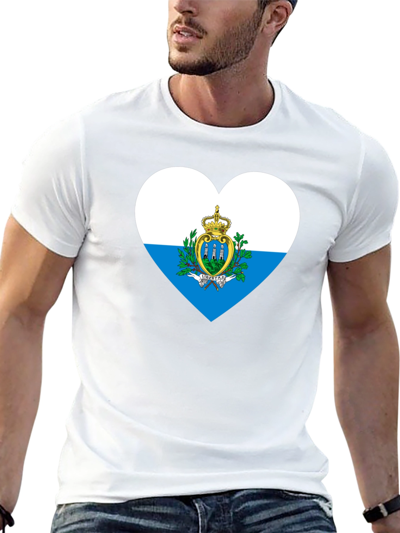 San Marino Flag Heart T-Shirt - Black