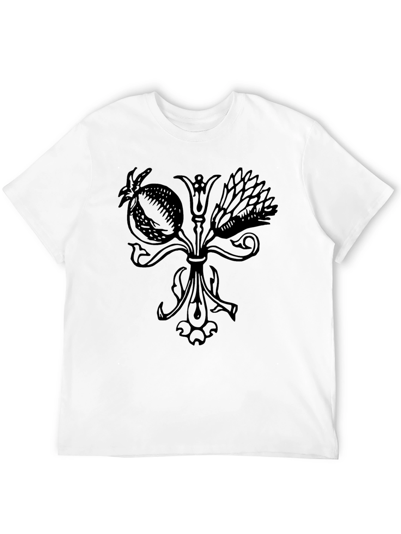 Botanical Print Black T-Shirt