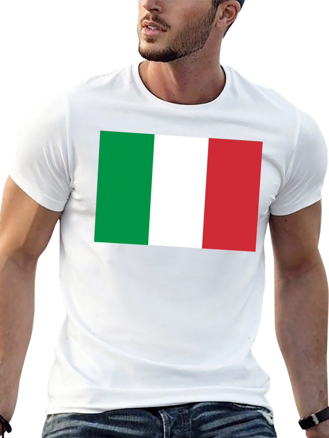 Italian Flag T-Shirt - Black Cotton Tee