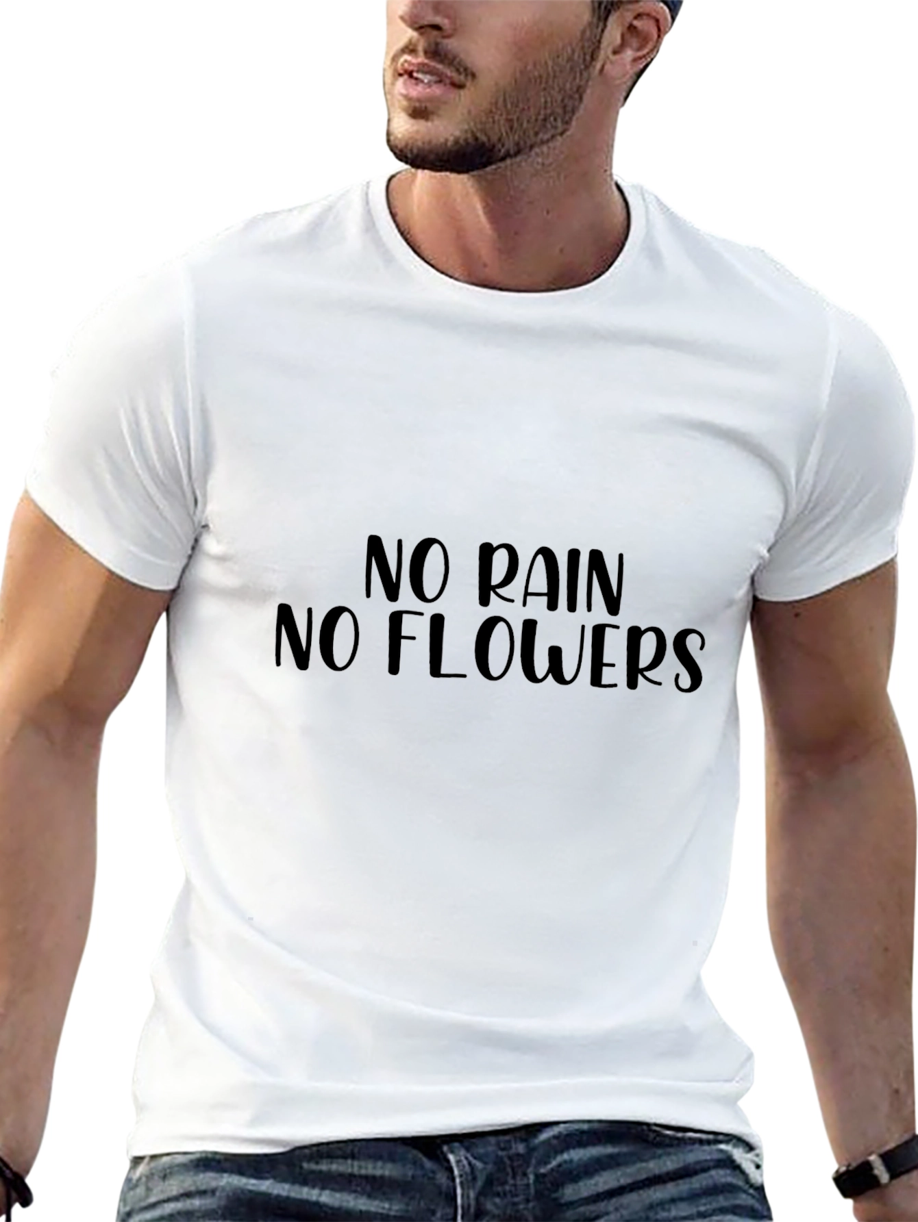 Black Tee - No Rain No Flowers