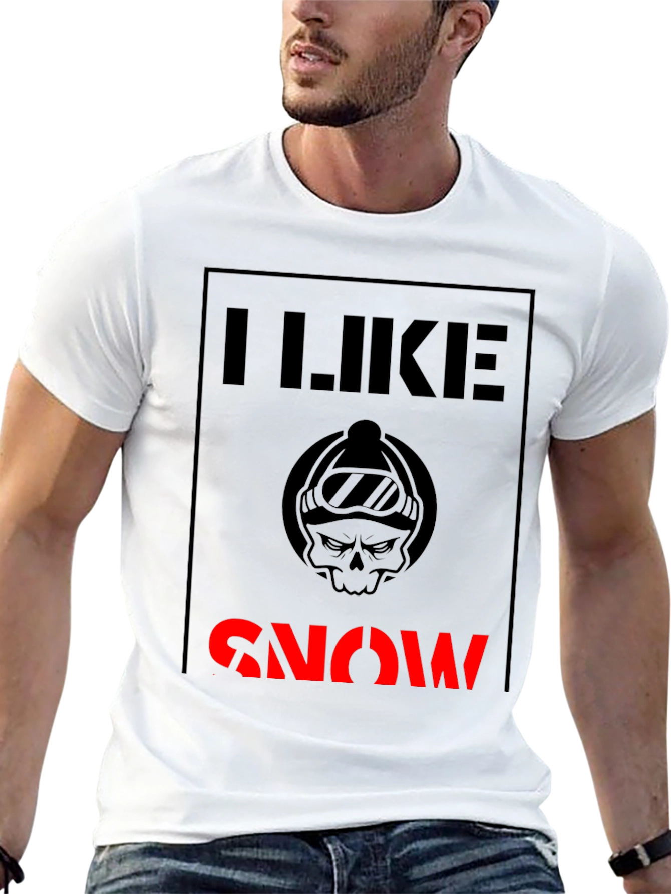 I Like Snow T-Shirt - Skull Graphic