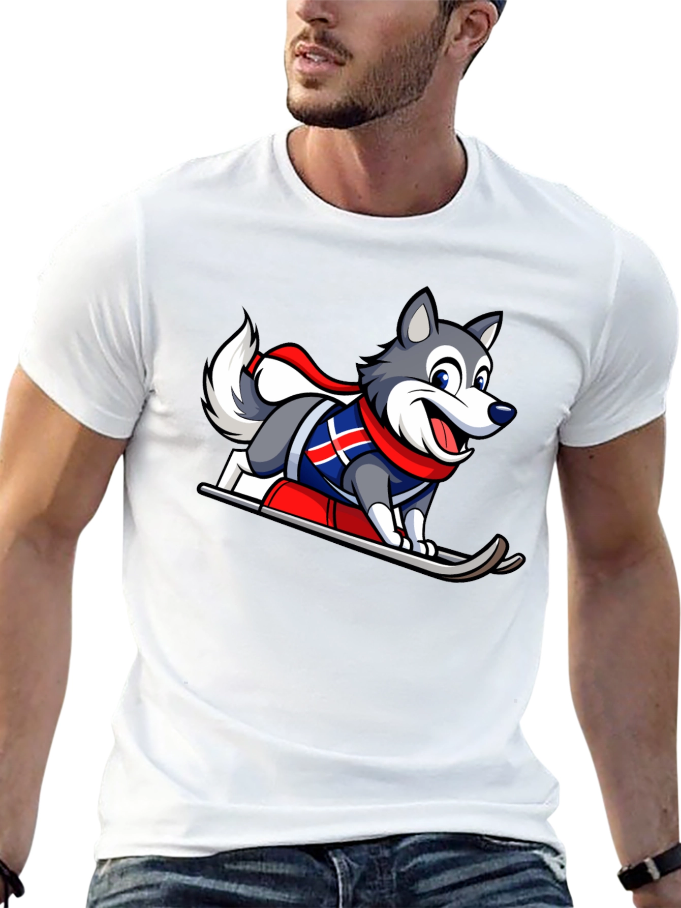 Cartoon Dog Skiing T-Shirt