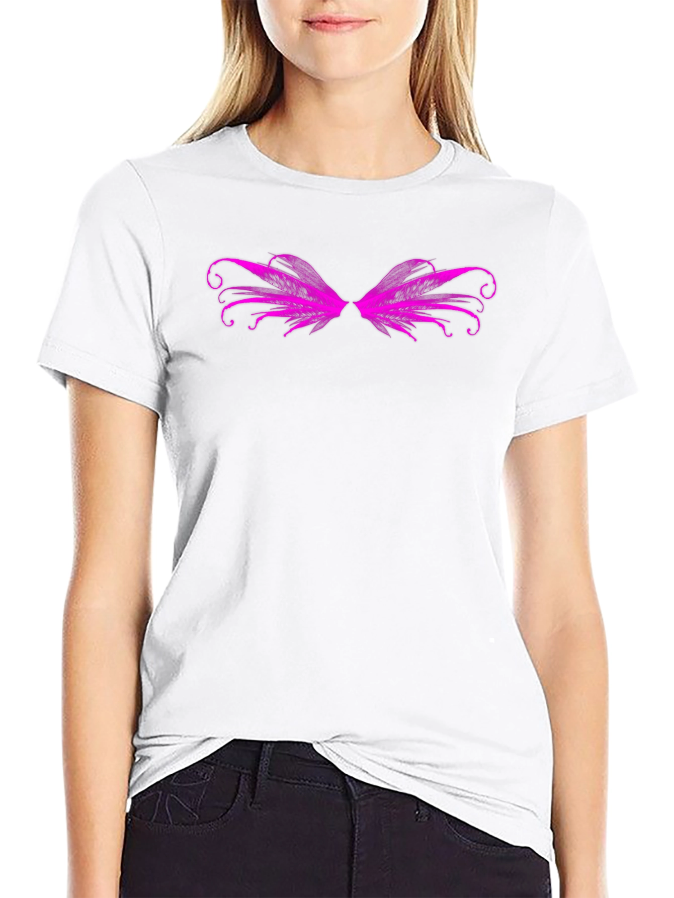 Winged Graphic Tee - Black Cotton Casual T-Shirt