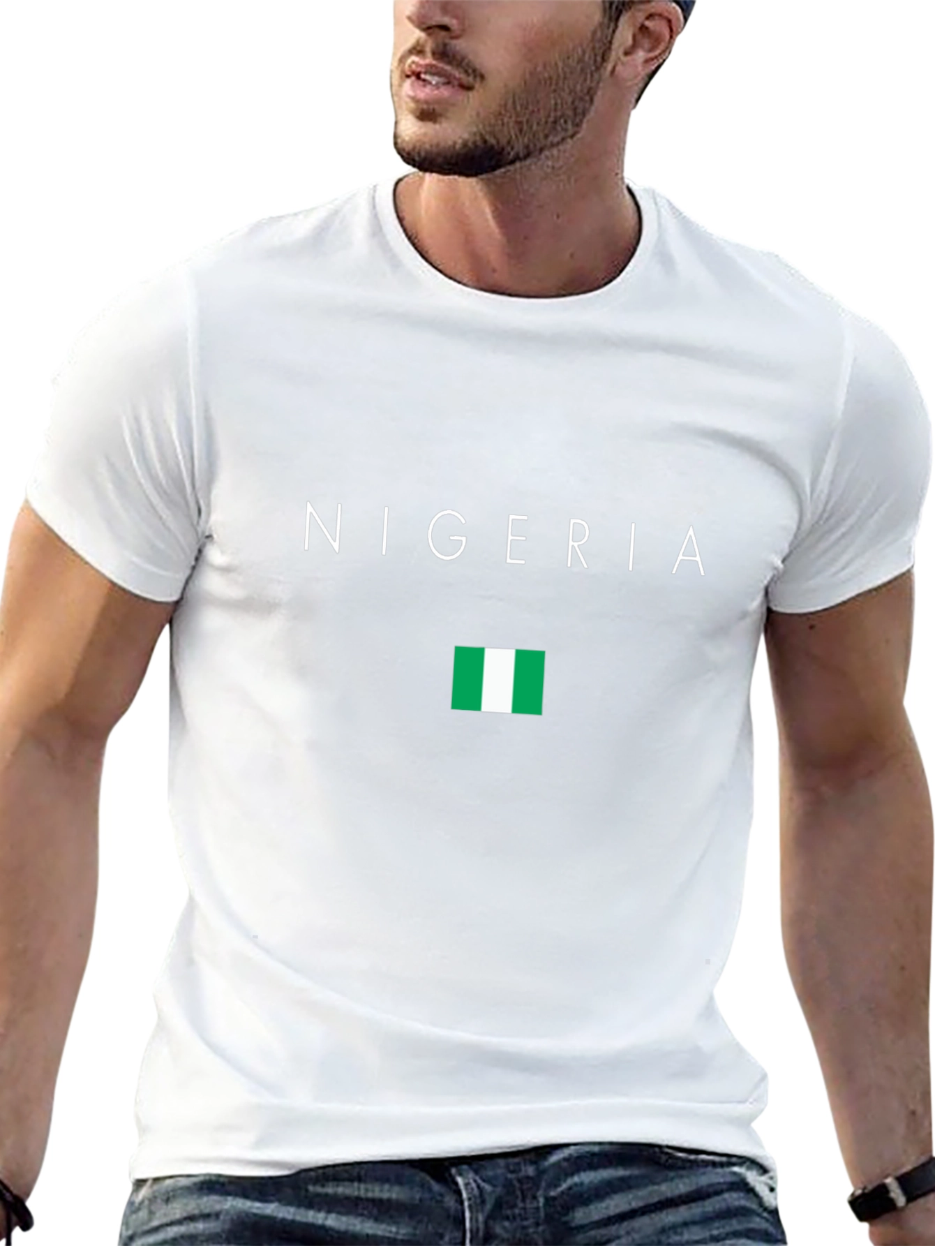 Nigeria Flag T-Shirt - Black Cotton Tee