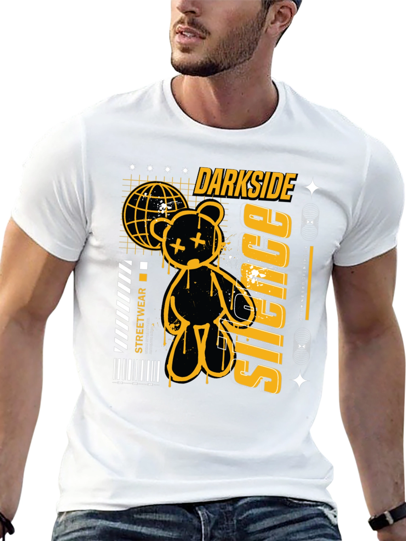 Darkside Silence Graphic Print Black Tee
