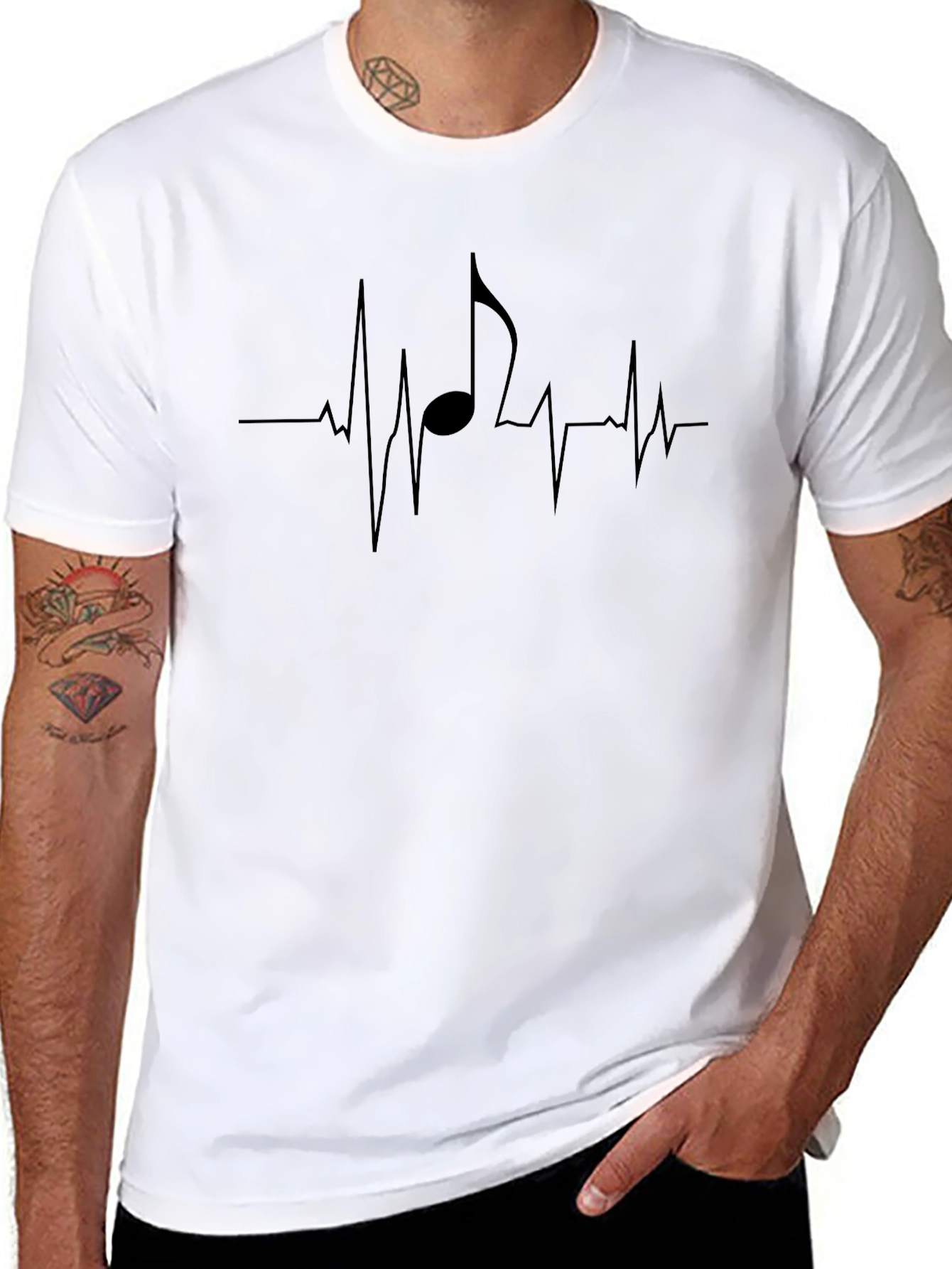 Music Heartbeat Graphic Tee - Black