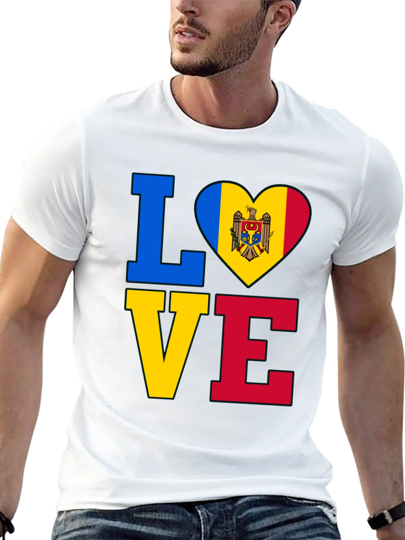 Moldova Flag Heart Love T-Shirt
