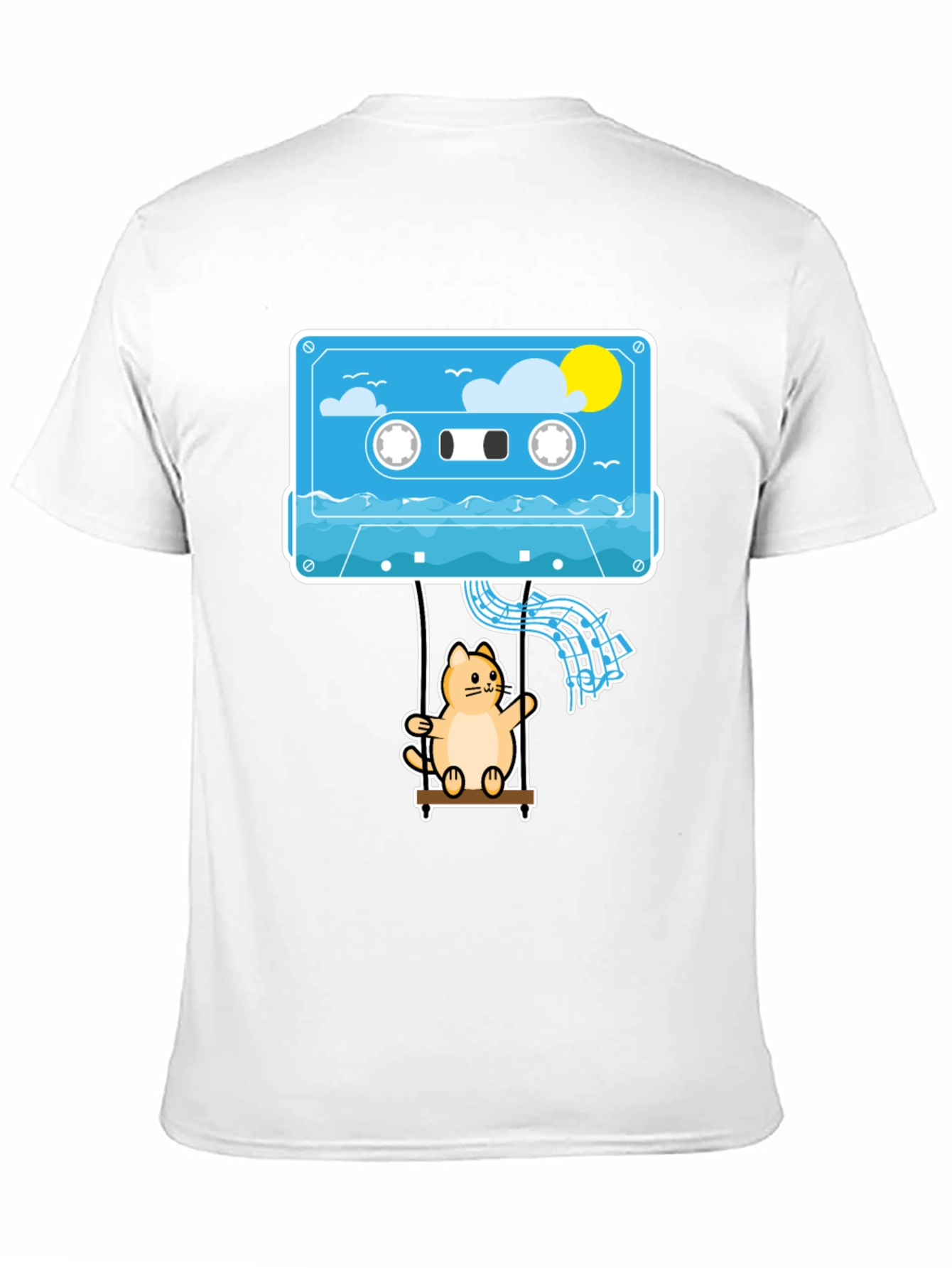 Cassette Cat Swing T-Shirt - Cool Graphic Tee