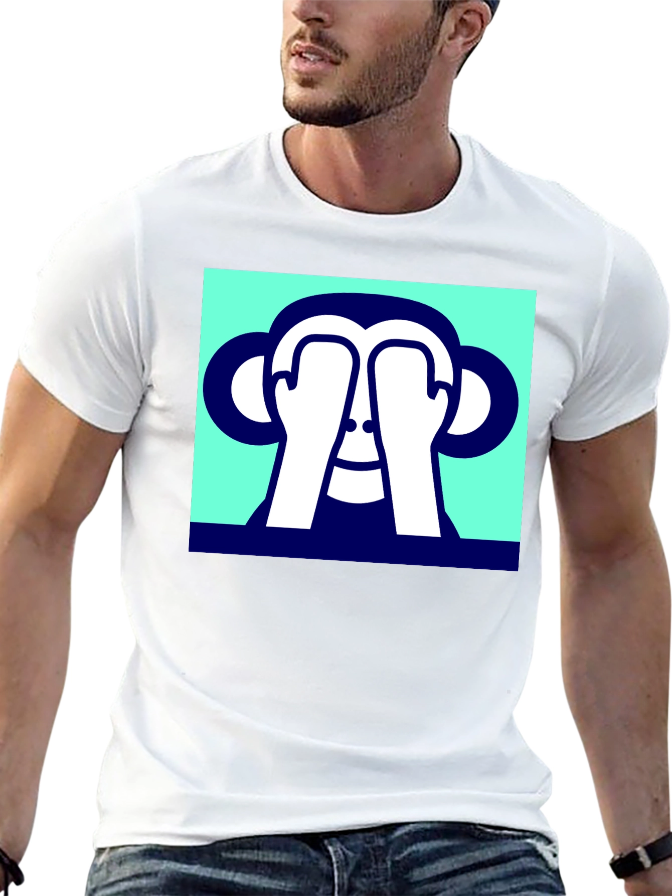 Peek-a-Boo Monkey Graphic Tee - Soft Cotton Blend