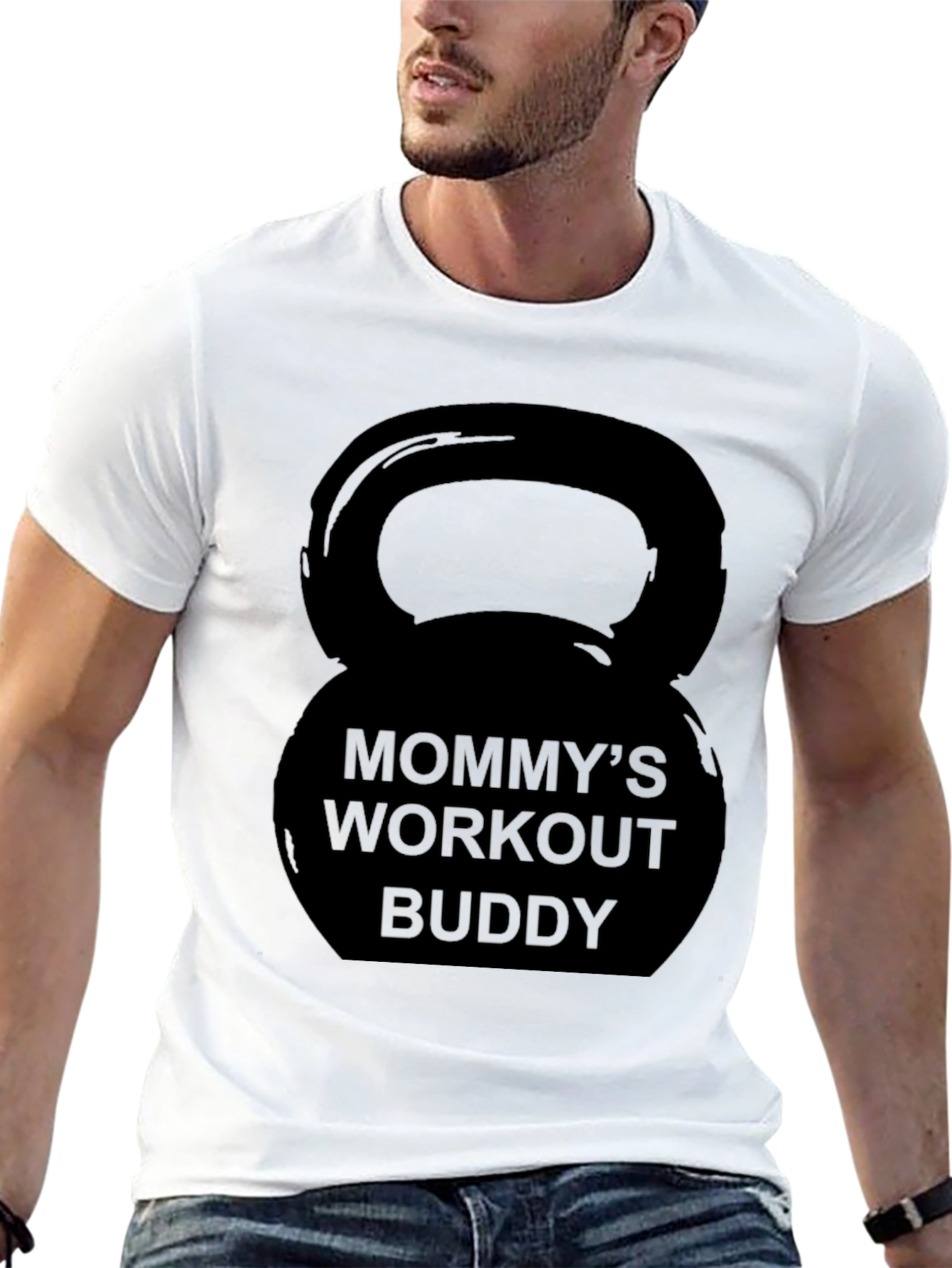 Mommys Workout Buddy Kettlebell Black T-Shirt