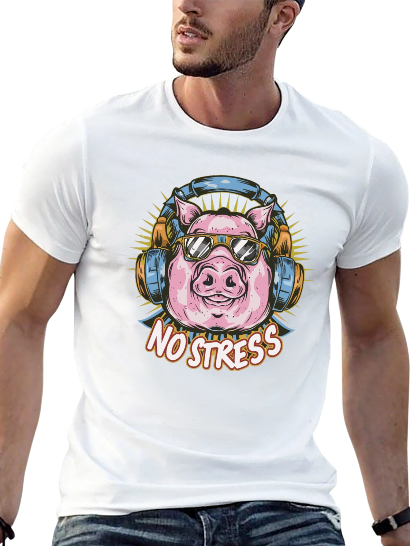 Cool Pig T-Shirt - No Stress Graphic Tee