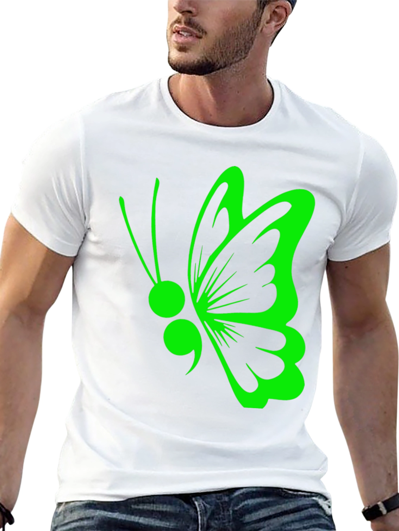 Semicolon Butterfly Black T-Shirt