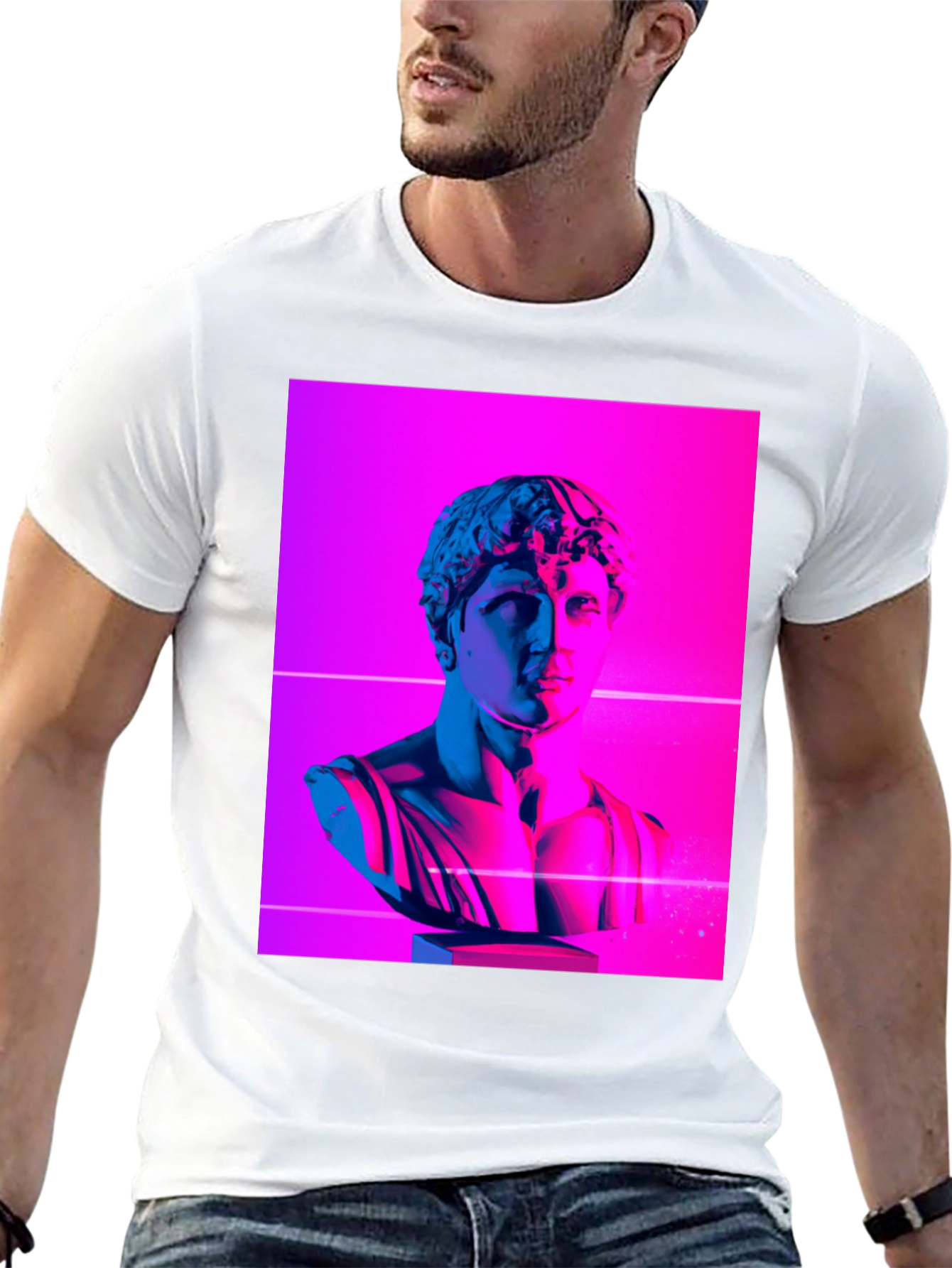 Neon Bust Graphic Tee - Stylish Cotton Blend