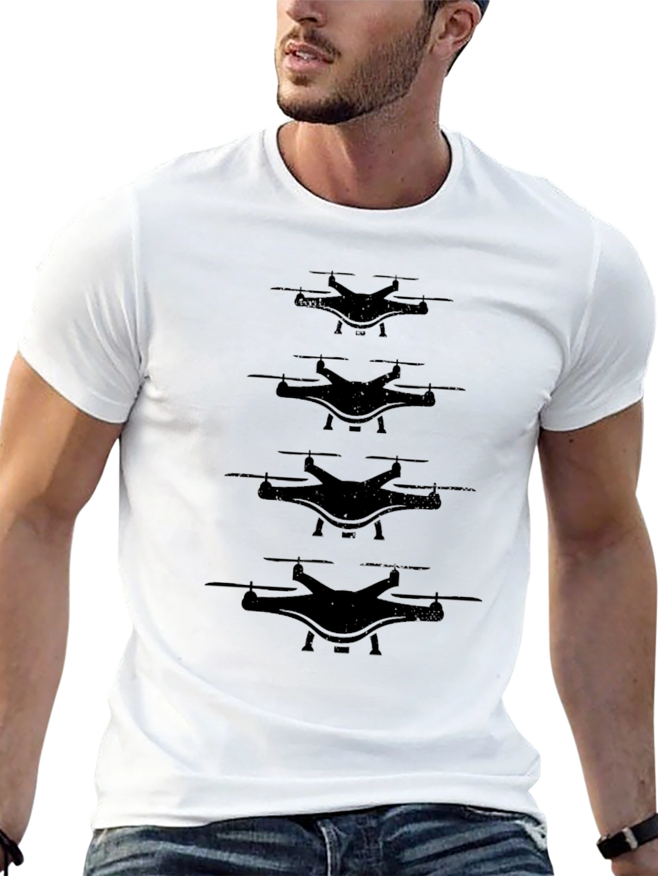 Drone T-Shirt: Quadcopter Silhouette Graphic Tee