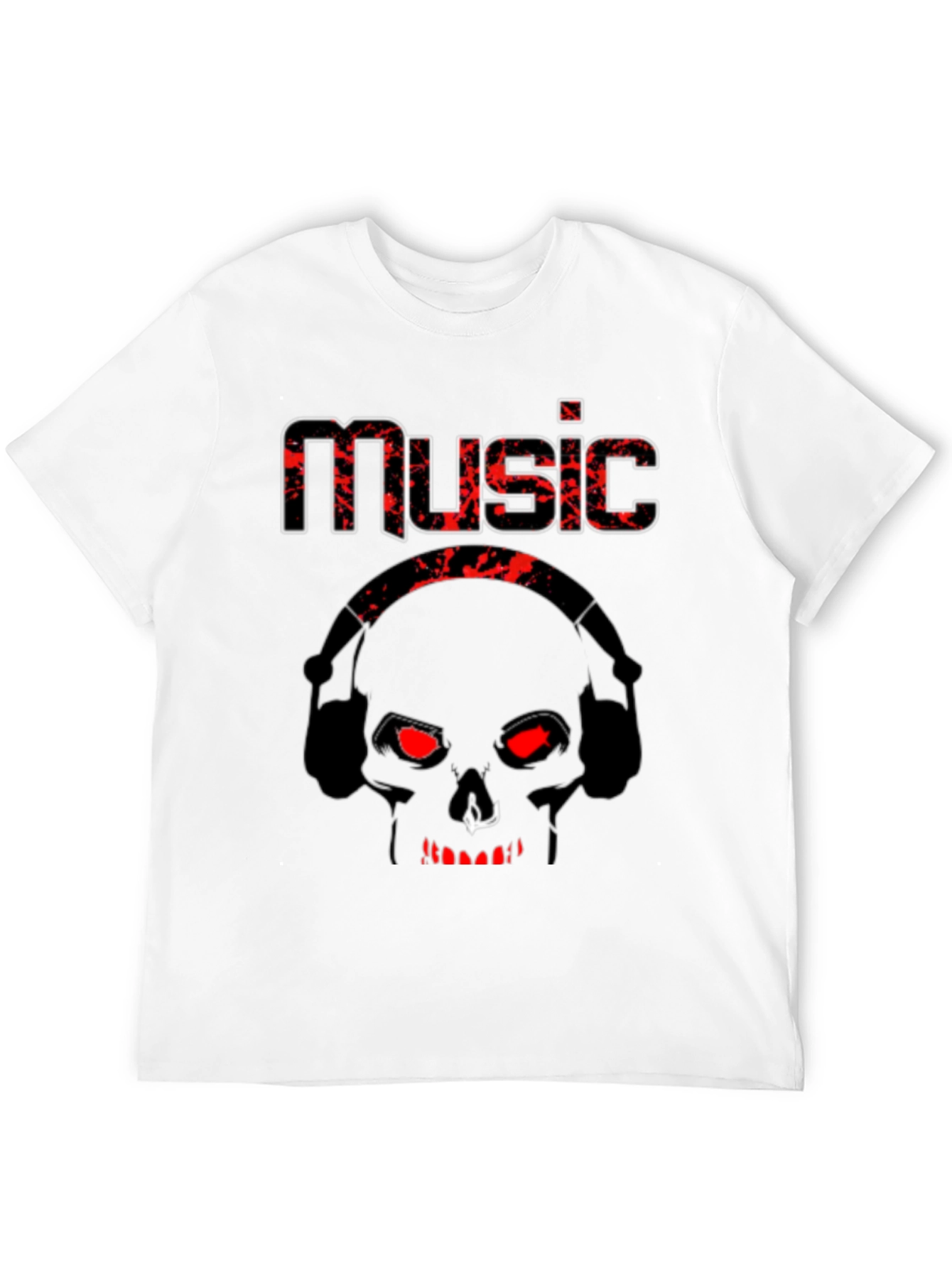 Music Skull Graphic T-Shirt - Black