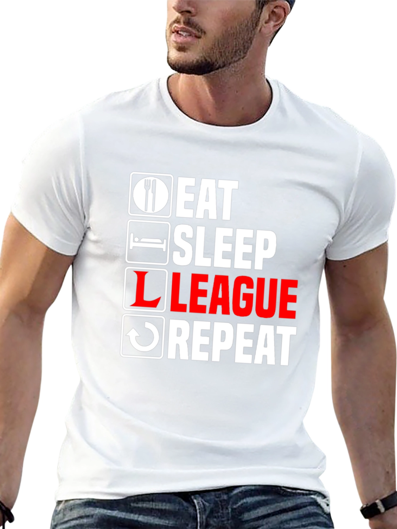 Eat Sleep League Repeat Black Graphic T-Shirt