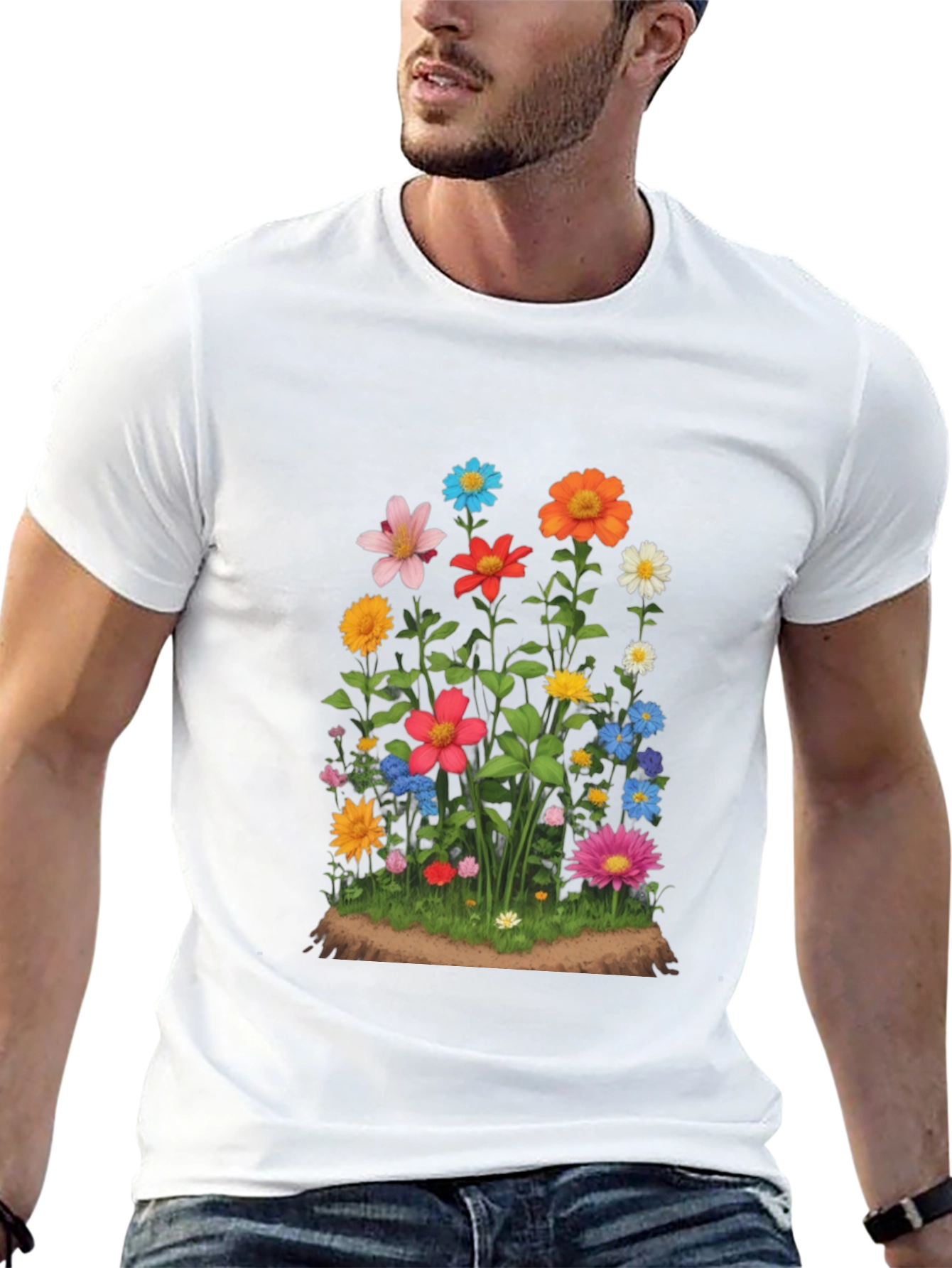 Floral Print Black T-Shirt