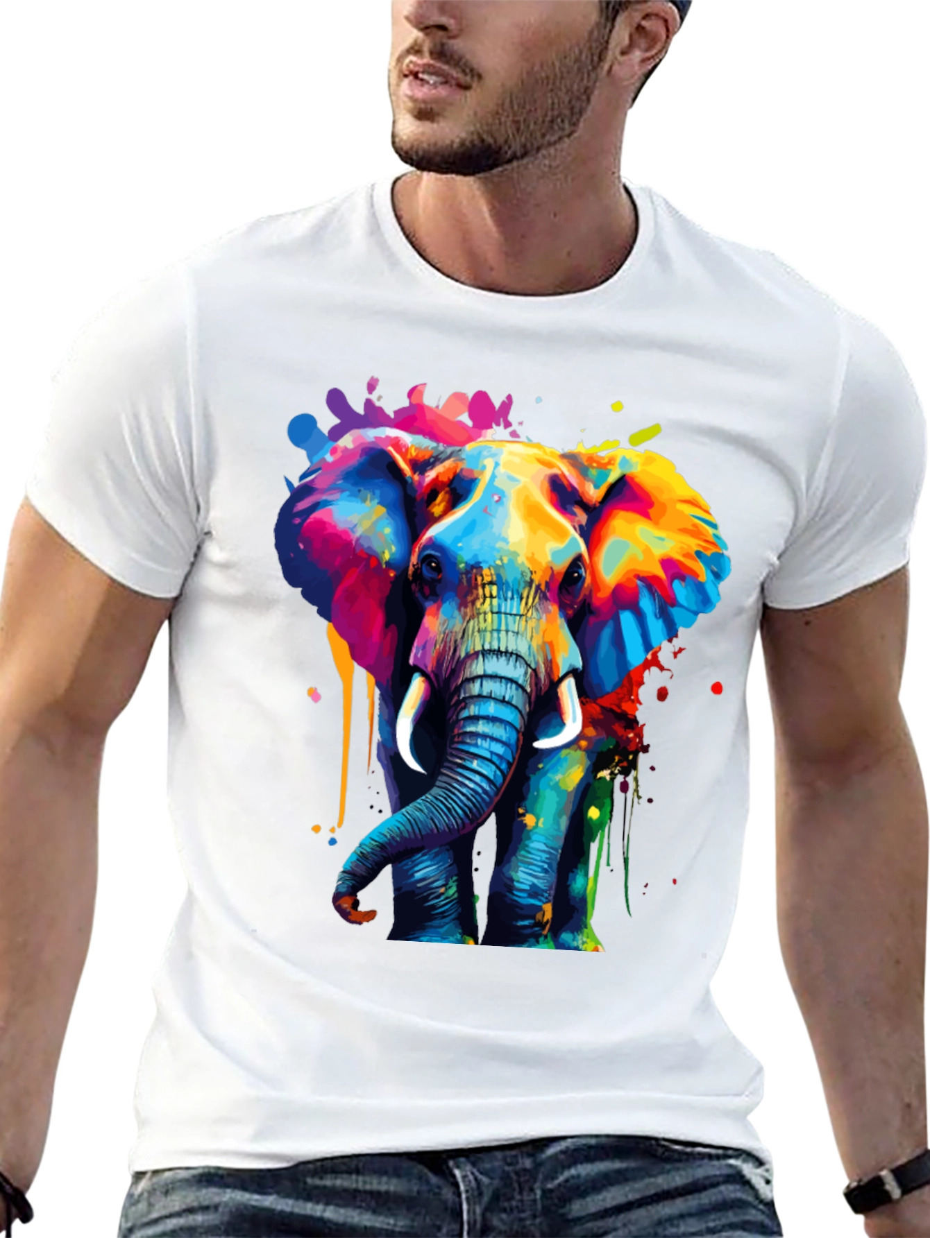 Vibrant Elephant Graphic T-Shirt