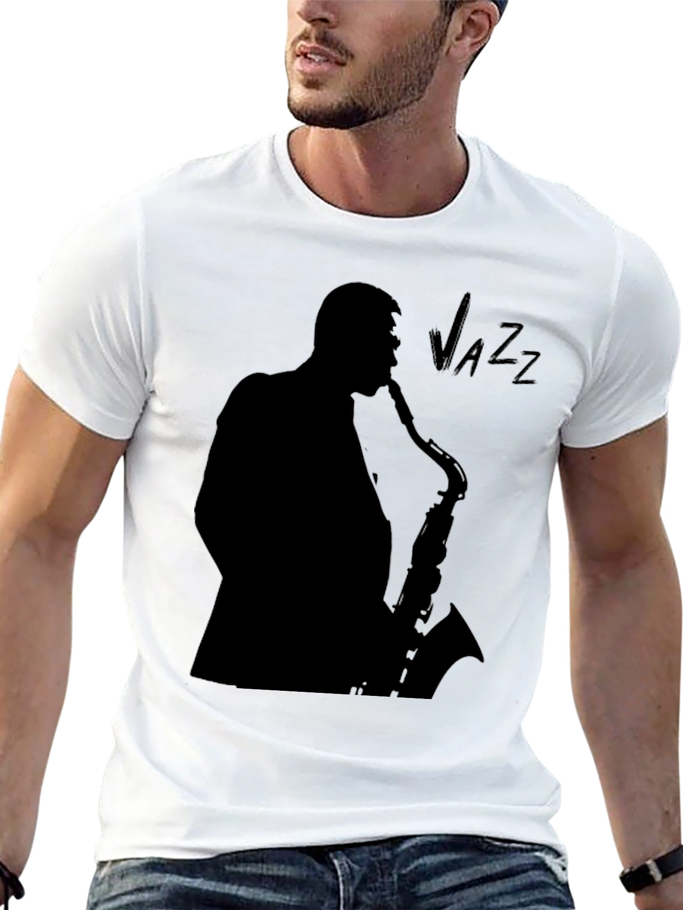 Jazz Saxophone Player Graphic Tee - Black
