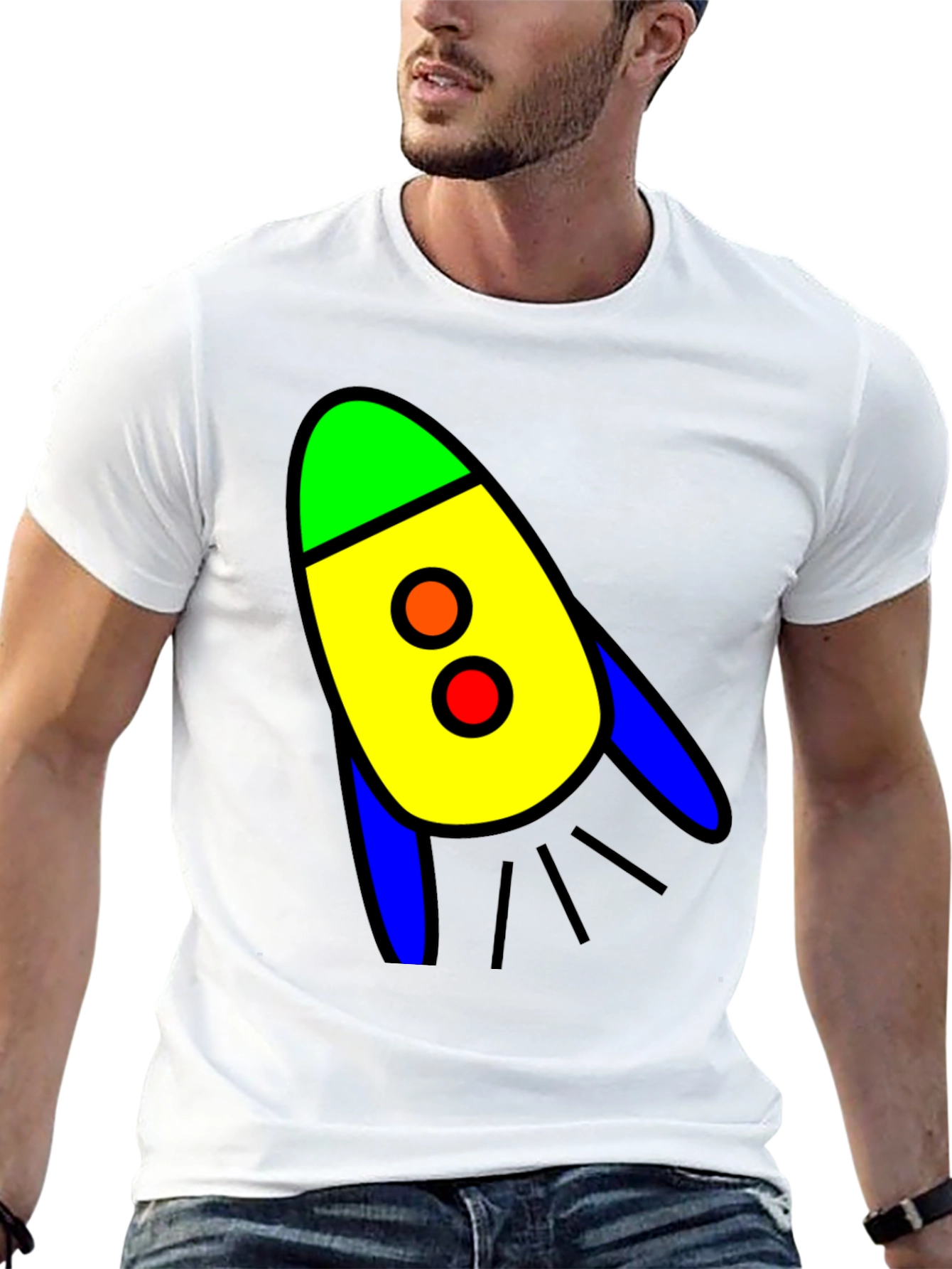 Rocket Graphic T-Shirt - Bold Cartoon Design
