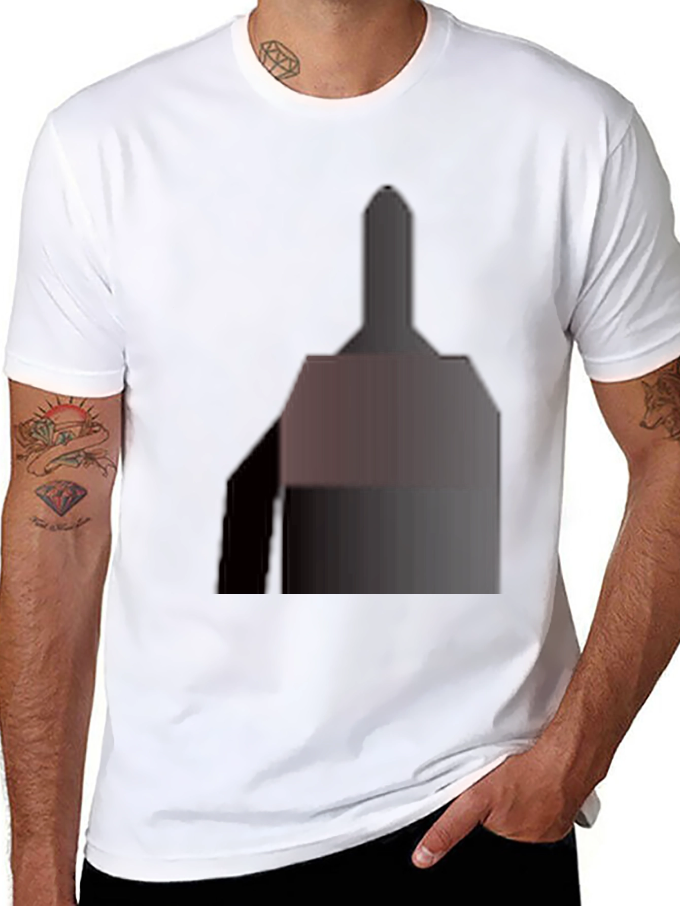 Classic Black Tee with Abstract Geometric Design