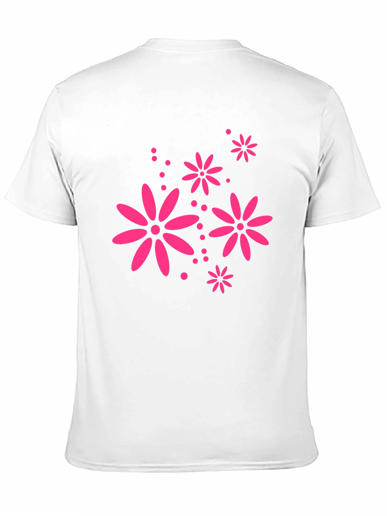 Black T-Shirt with Pink Floral Design