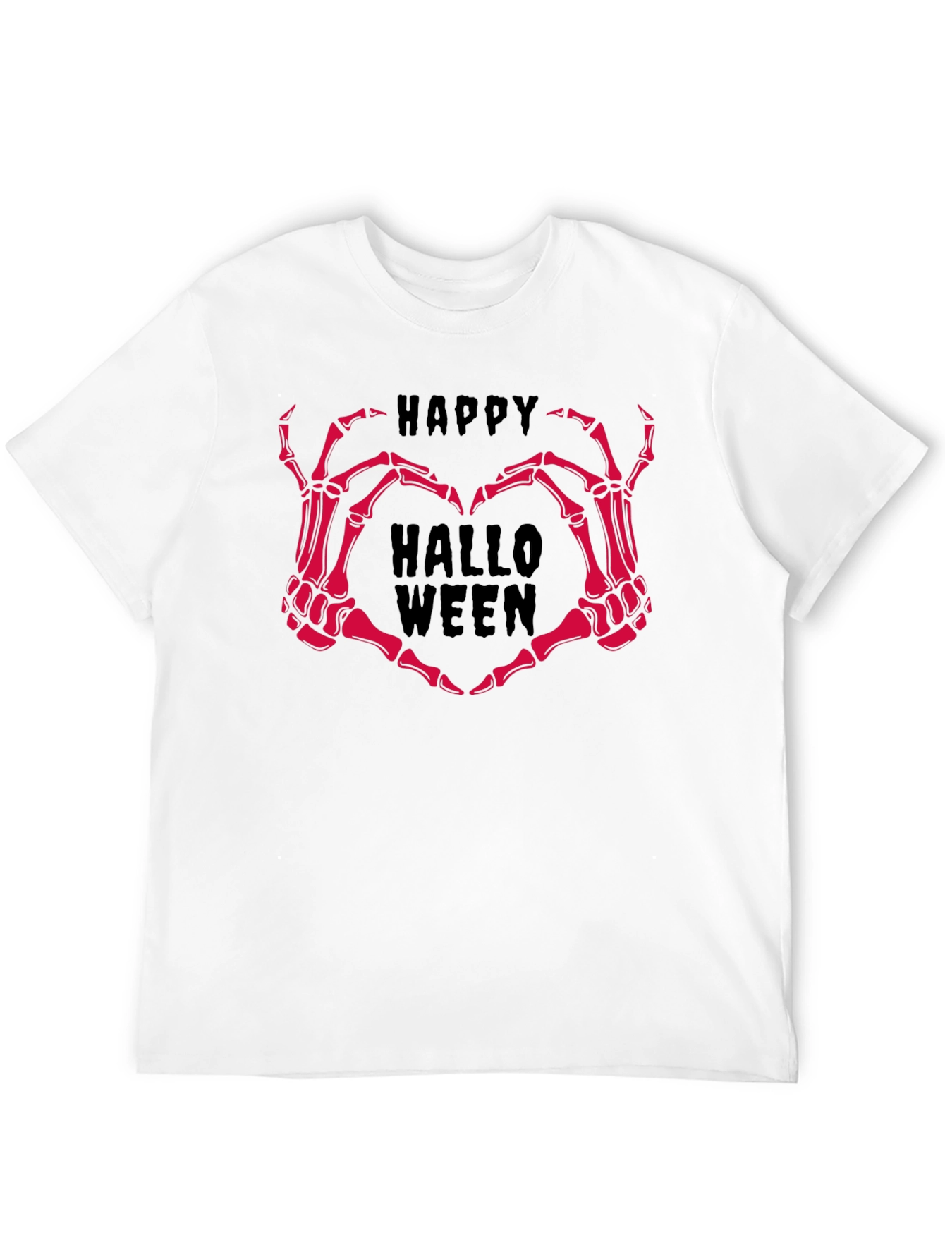 Happy Halloween Skeleton Hands Heart Black T-Shirt