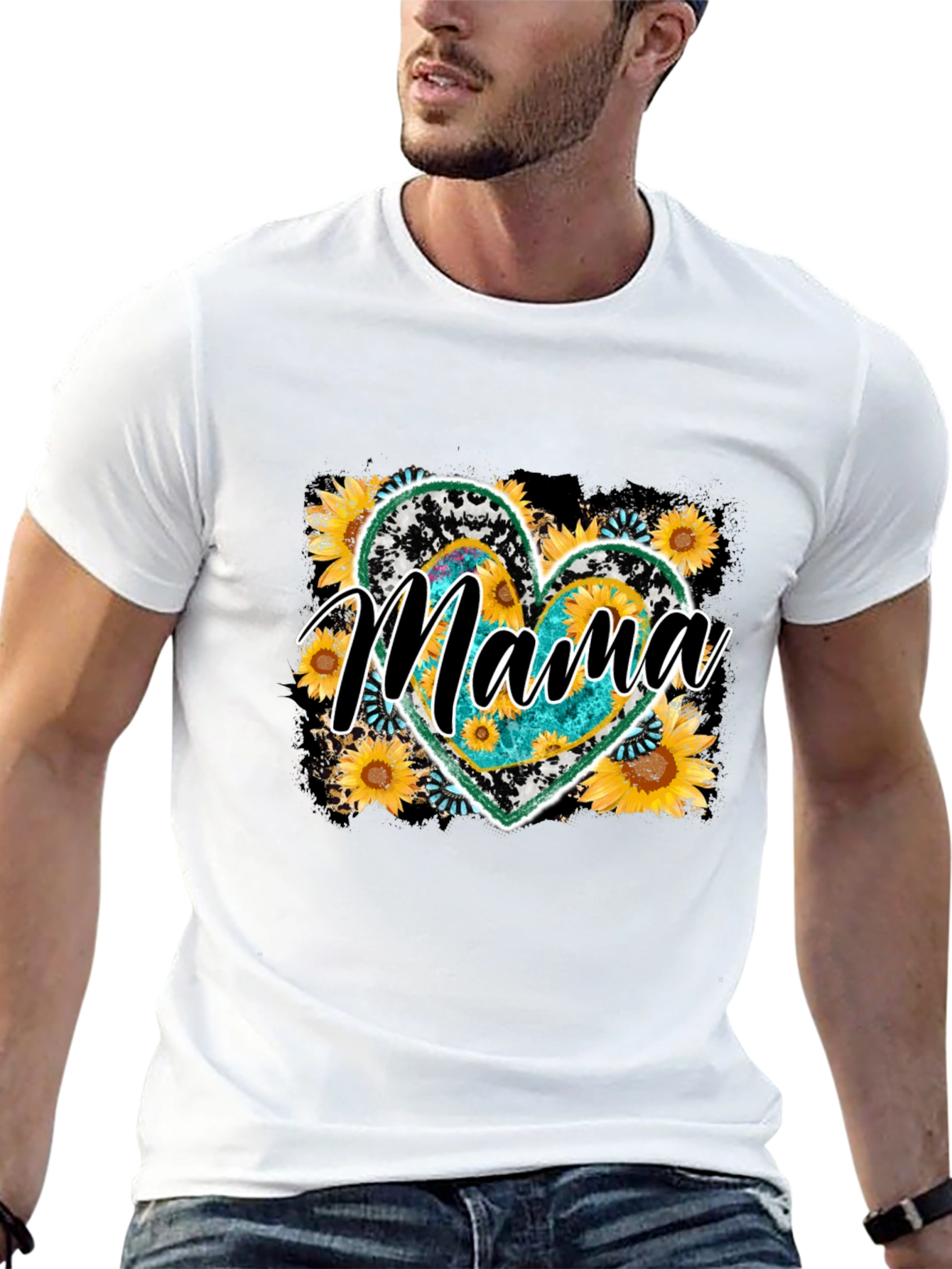 Mama Sunflower Heart Graphic Tee - Mothers Day Shirt