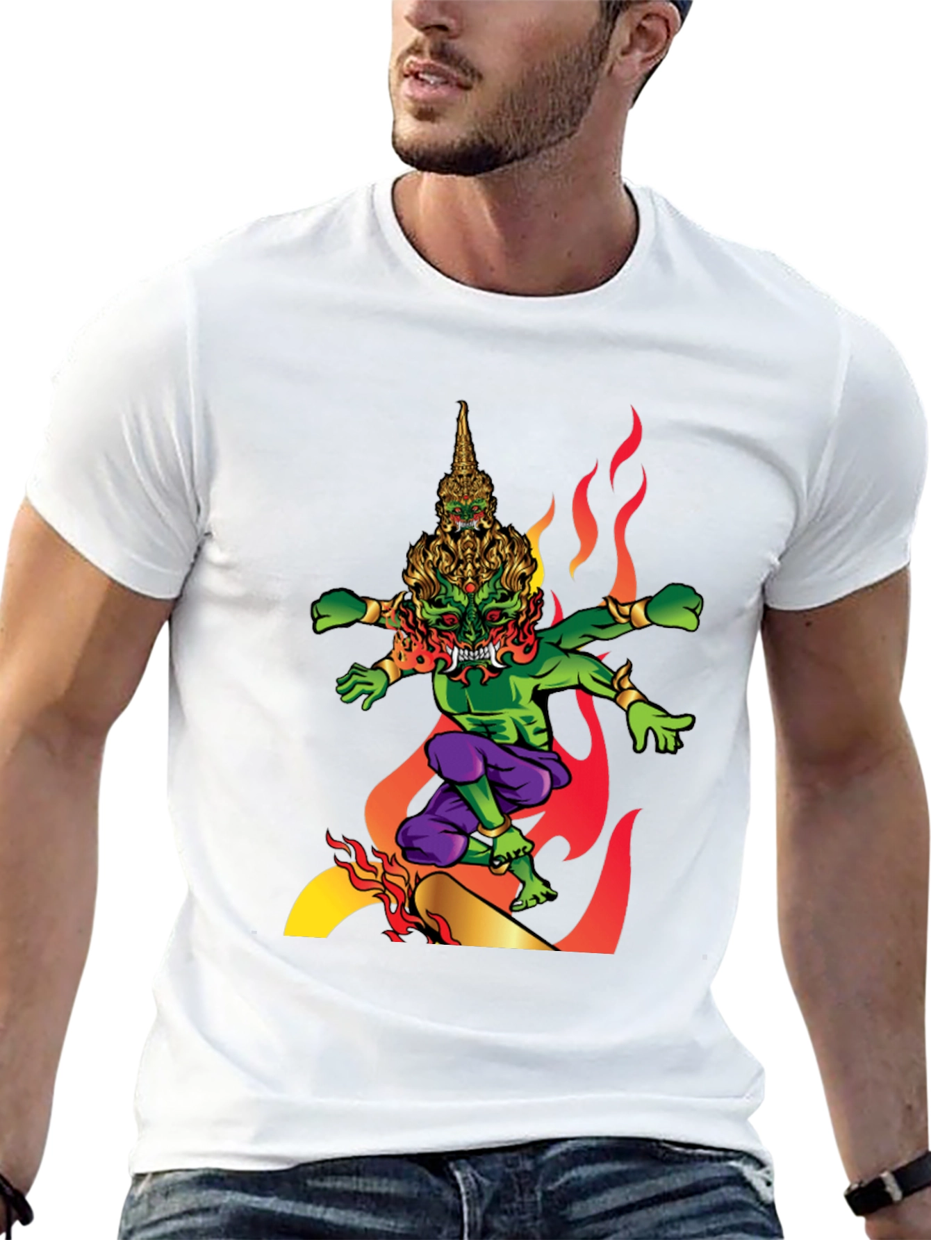 Fiery Demon Graphic Tee - Black