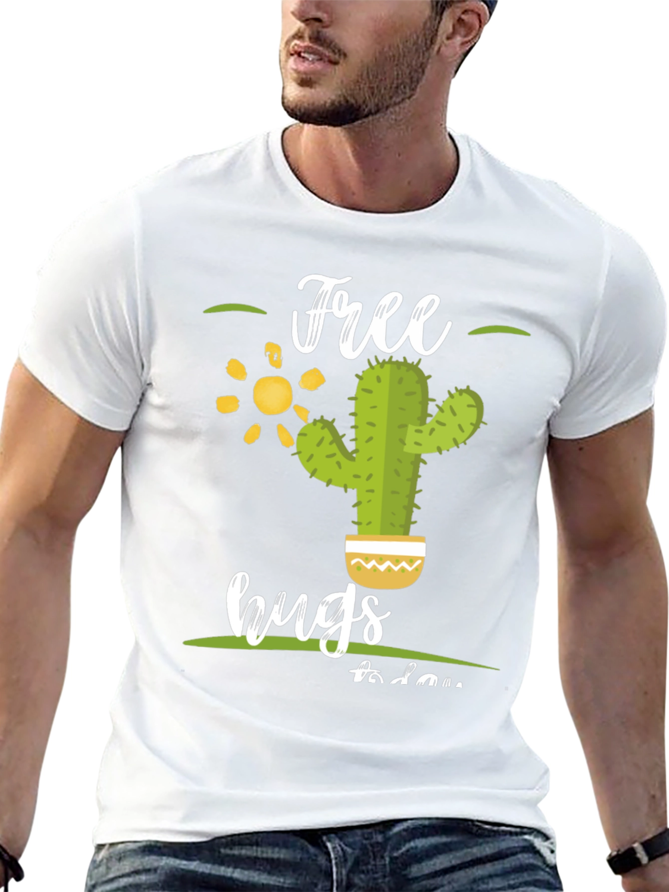 Free Hugs Cactus T-Shirt - Novelty Graphic Tee
