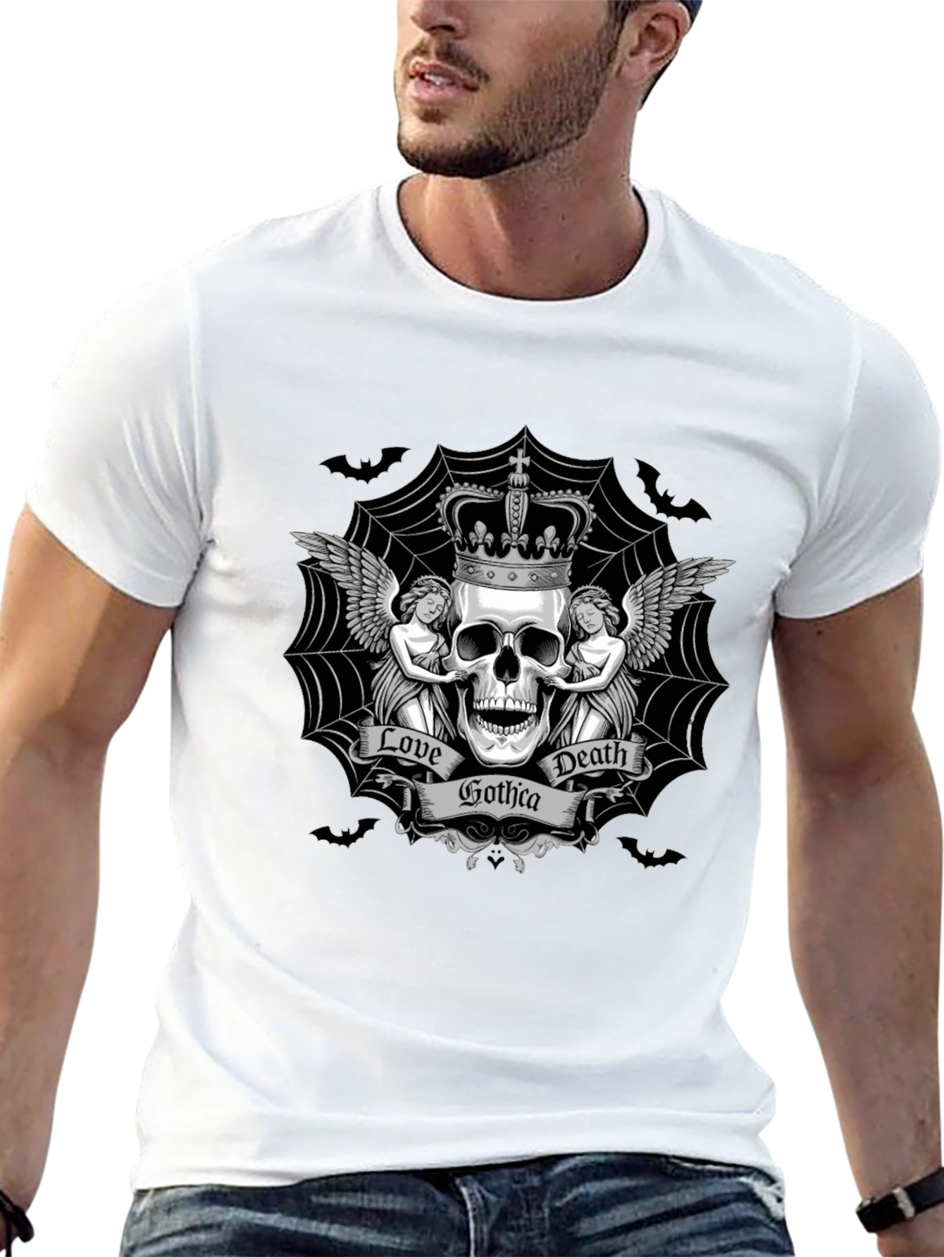 Gothic Skull Crown Graphic Tee